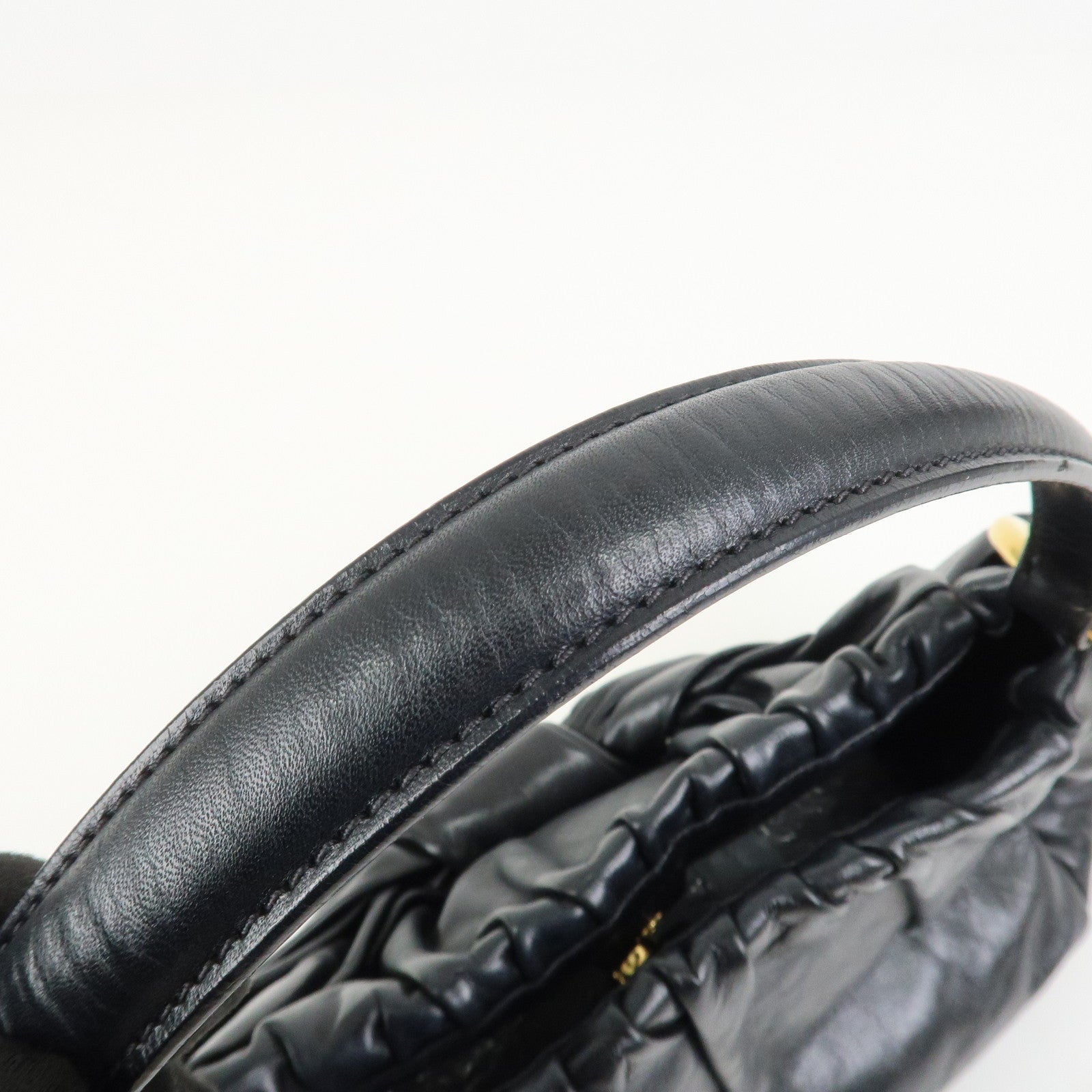 PRADA Triangle Logo Leather 2Way Bag Hand Bag Black BN1642