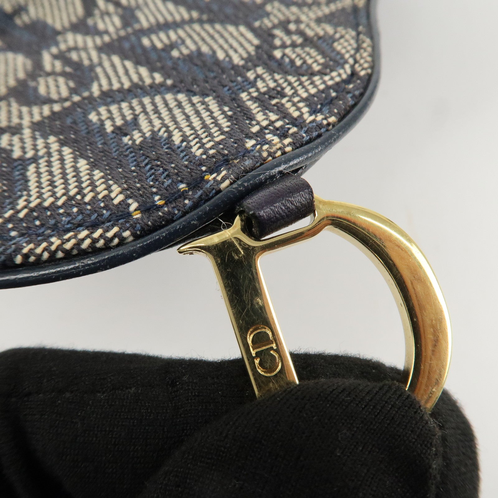 Christian Dior Trotter Canvas Saddle Bi-Fold Long Wallet Navy Used