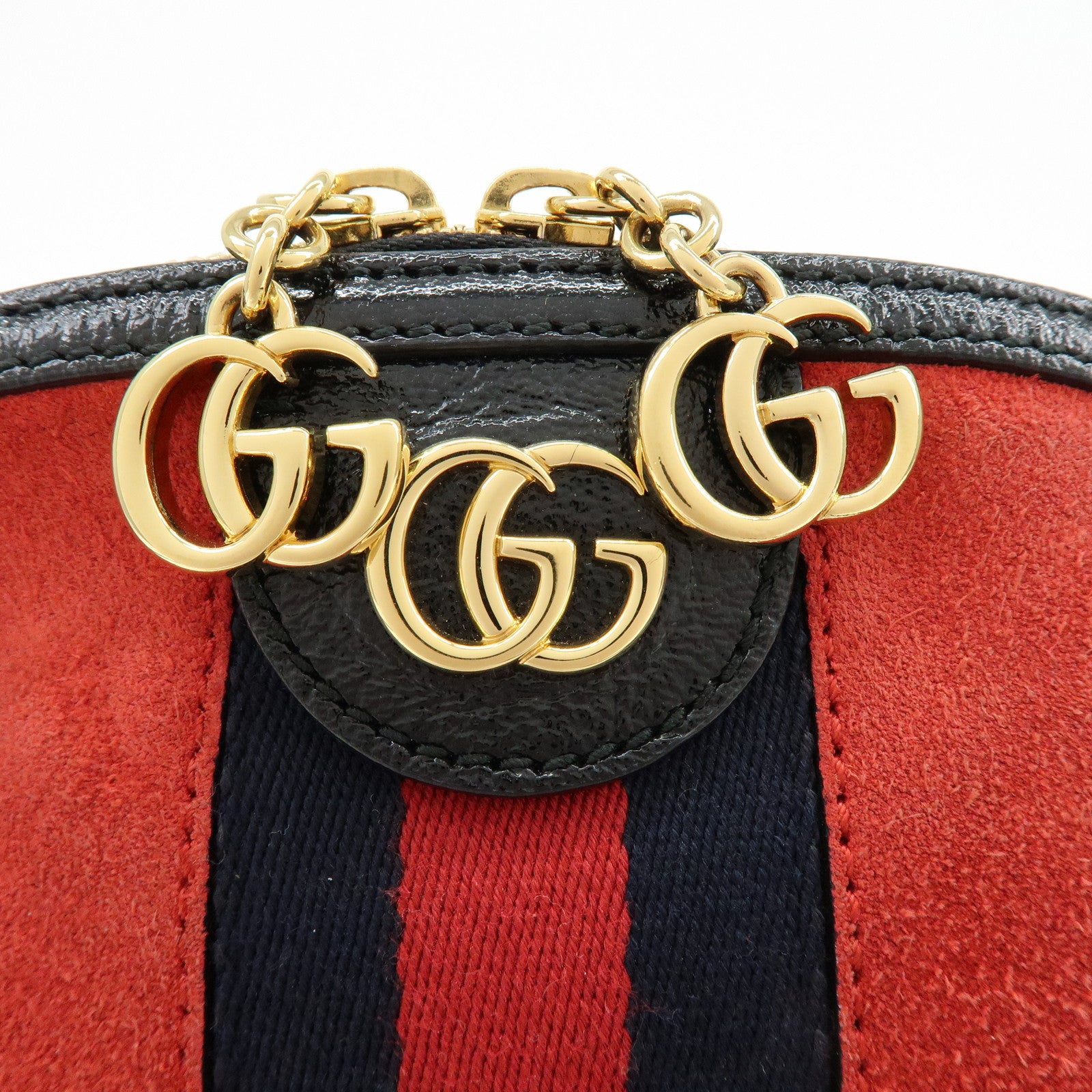 GUCCI Sherry Suede Leather Shoulder Crossbody Bag Red Navy 499621