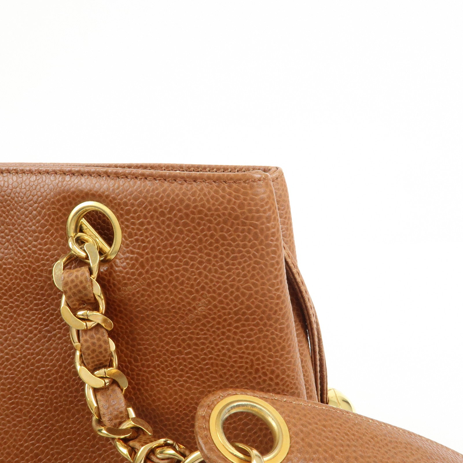 CHANEL COCO Mark Caviarskin Turn Lock Chain Shoulder Bag Brown