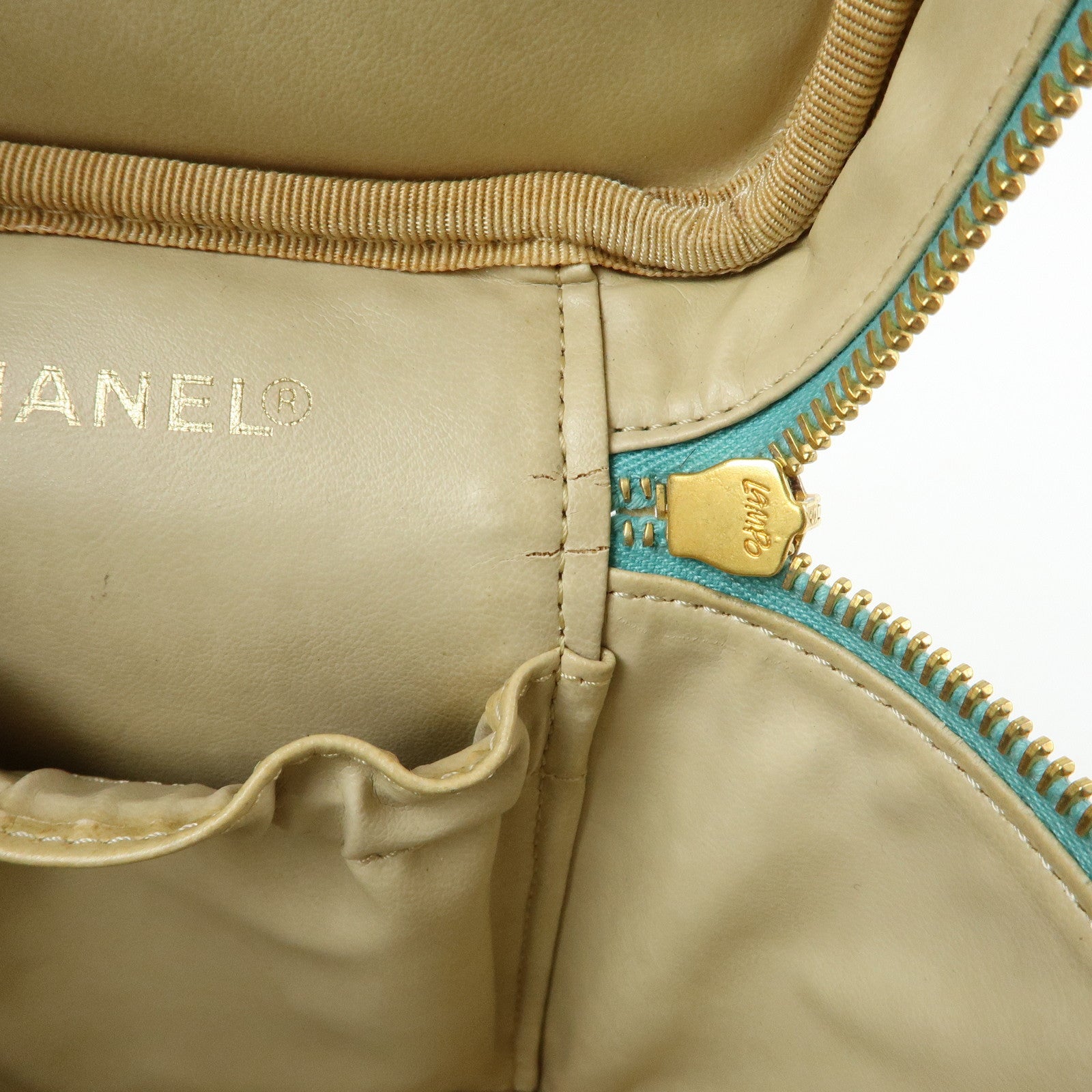 CHANEL COCO Mark Caviarskin Vanity Bag Hand Bag Light Blue A01998