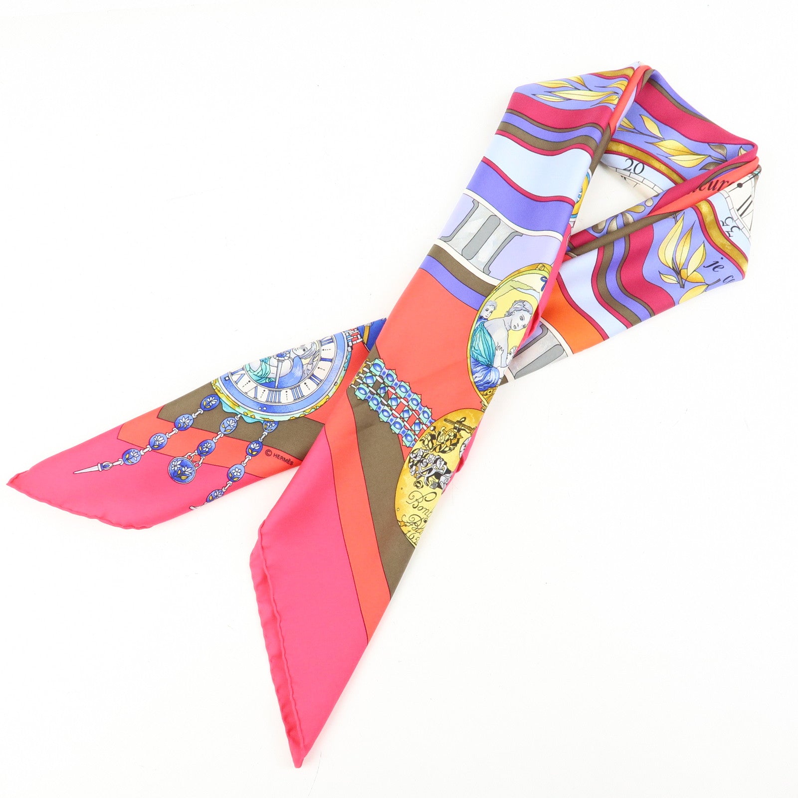 HERMES Carre90 Silk100% Scarf Parmi les fleurs je compte les heures