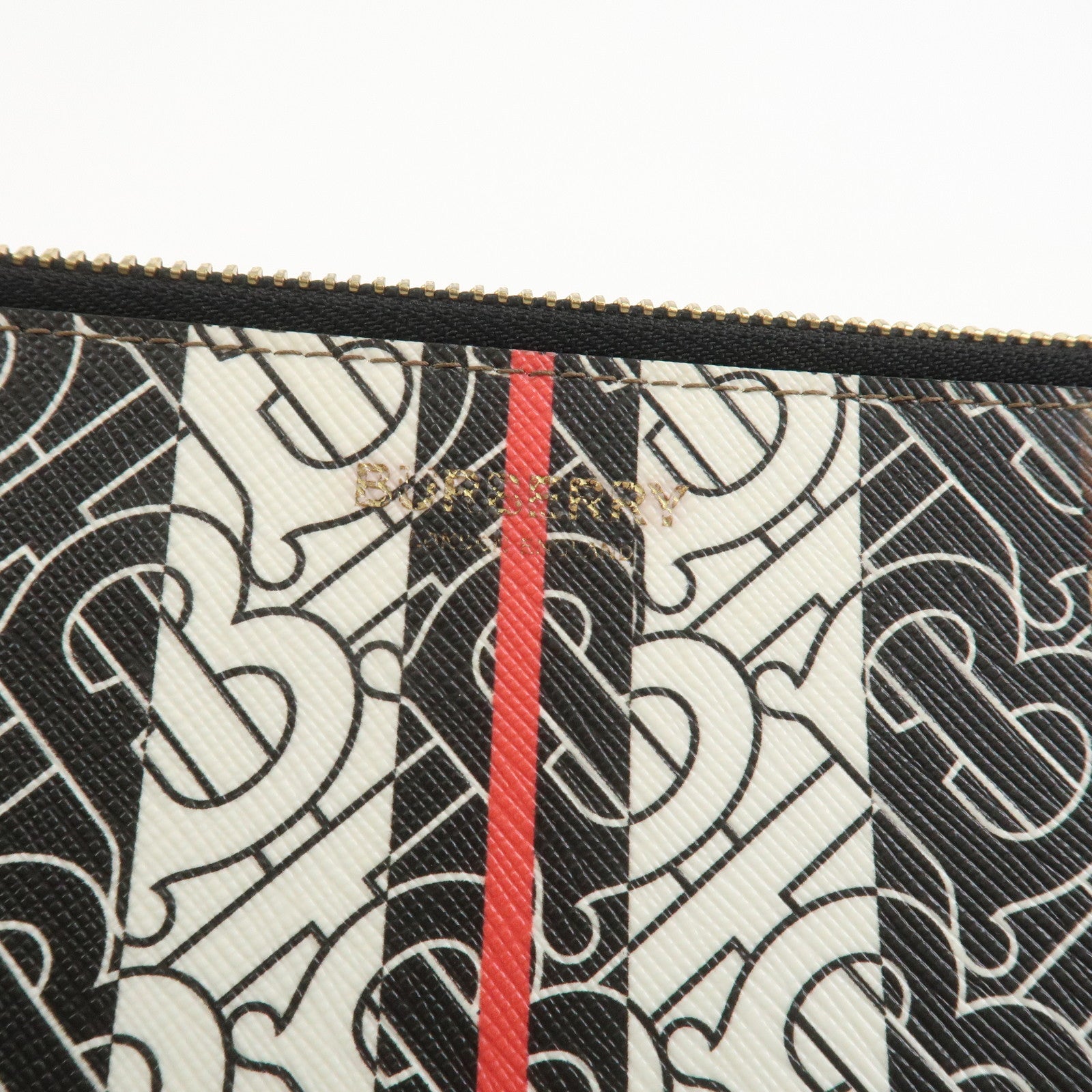 BURBERRY Monogram E Canvas Clutch Bag Pouch Brown