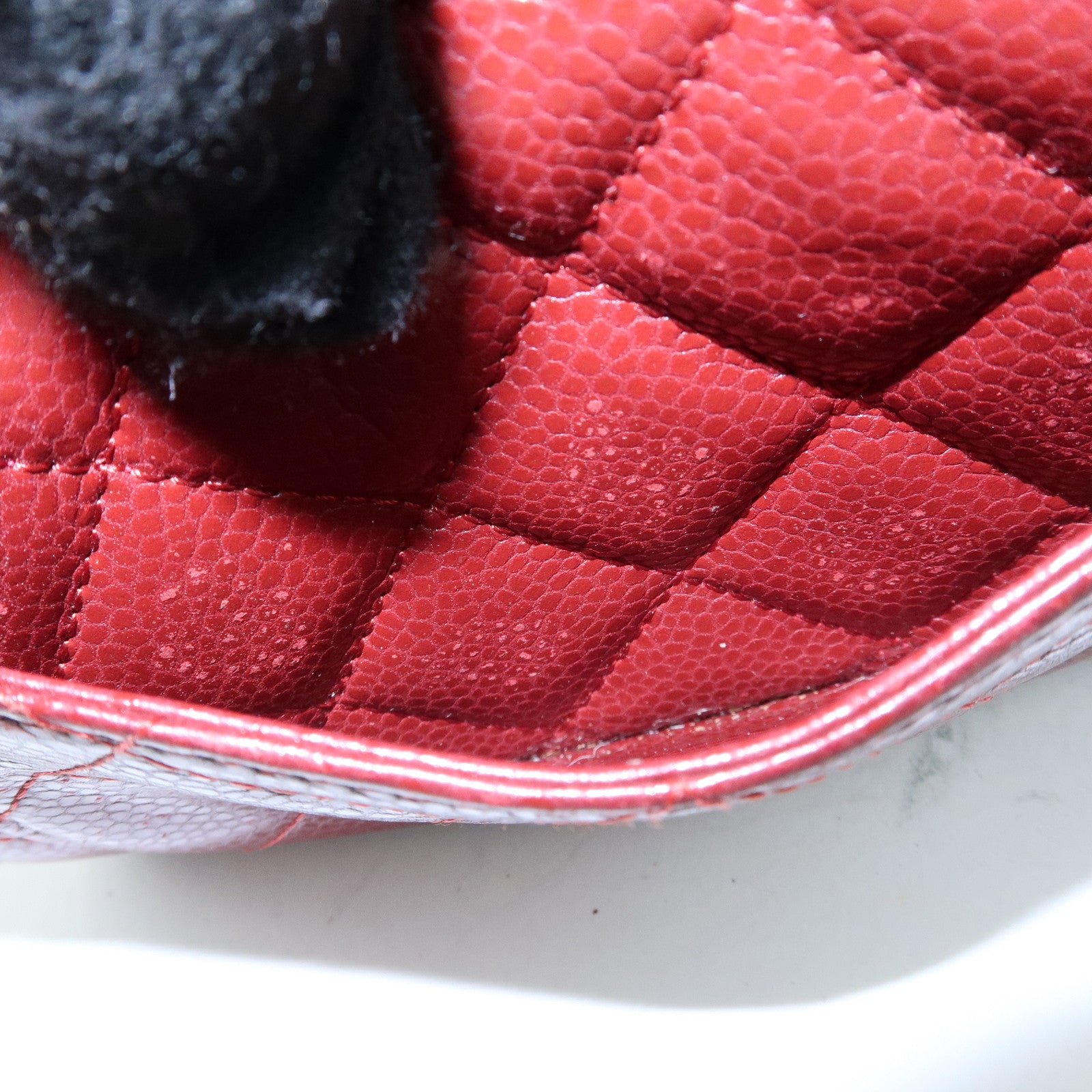 CHANEL COCO Mark Matelasse Caviarskin Compact Wallet Bordeaux