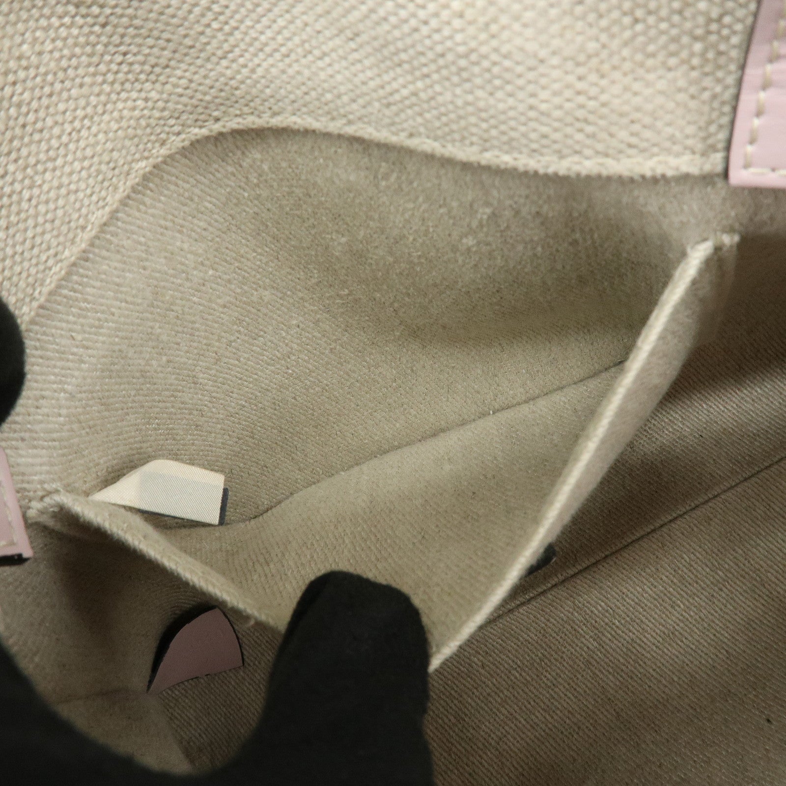 Chloe Woody Canvas Leather 2Way Bag Shoulder Bag Natural Pink