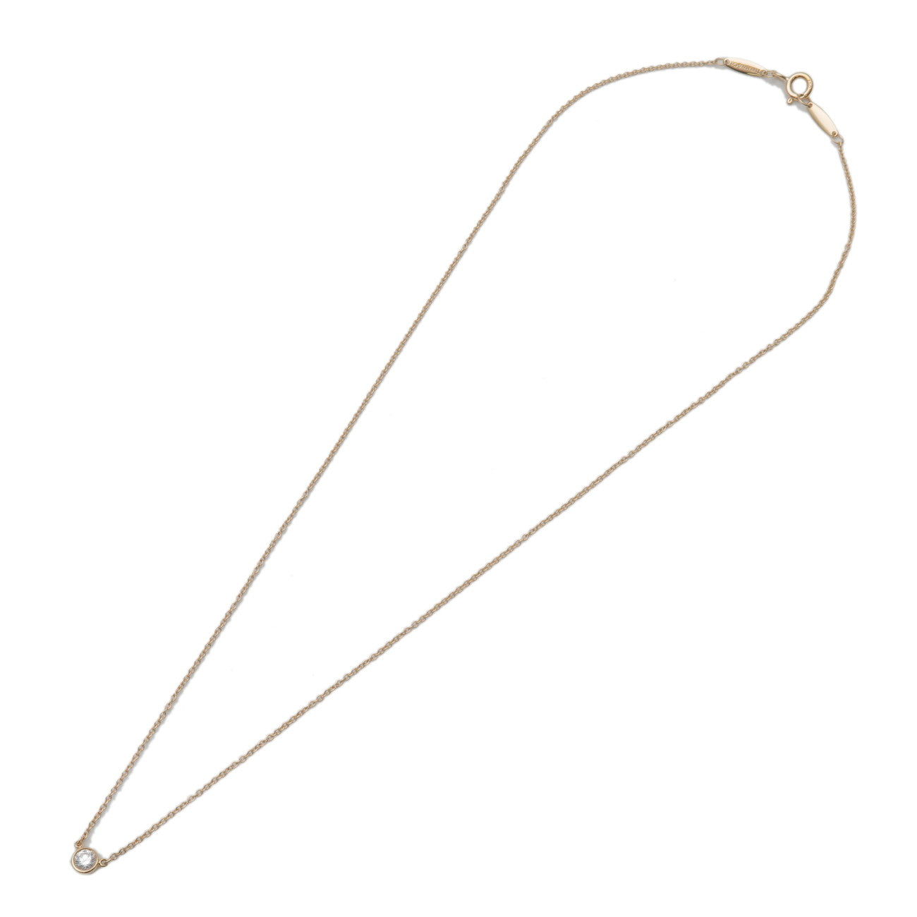 Tiffany & Co By The Yard 1P Diamond Necklace K18 750YG Yellow Gold