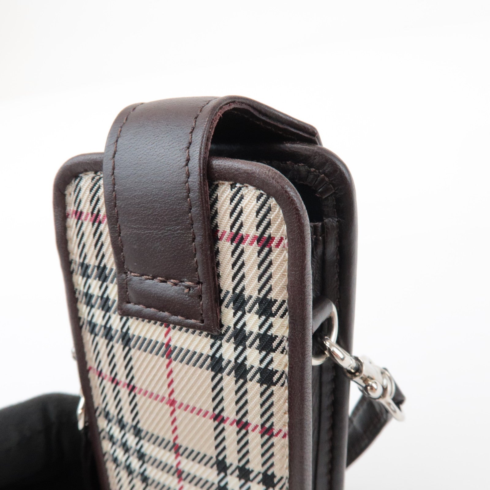 BURBERRY Nova Plaid Mini Pouch Beige Brown
