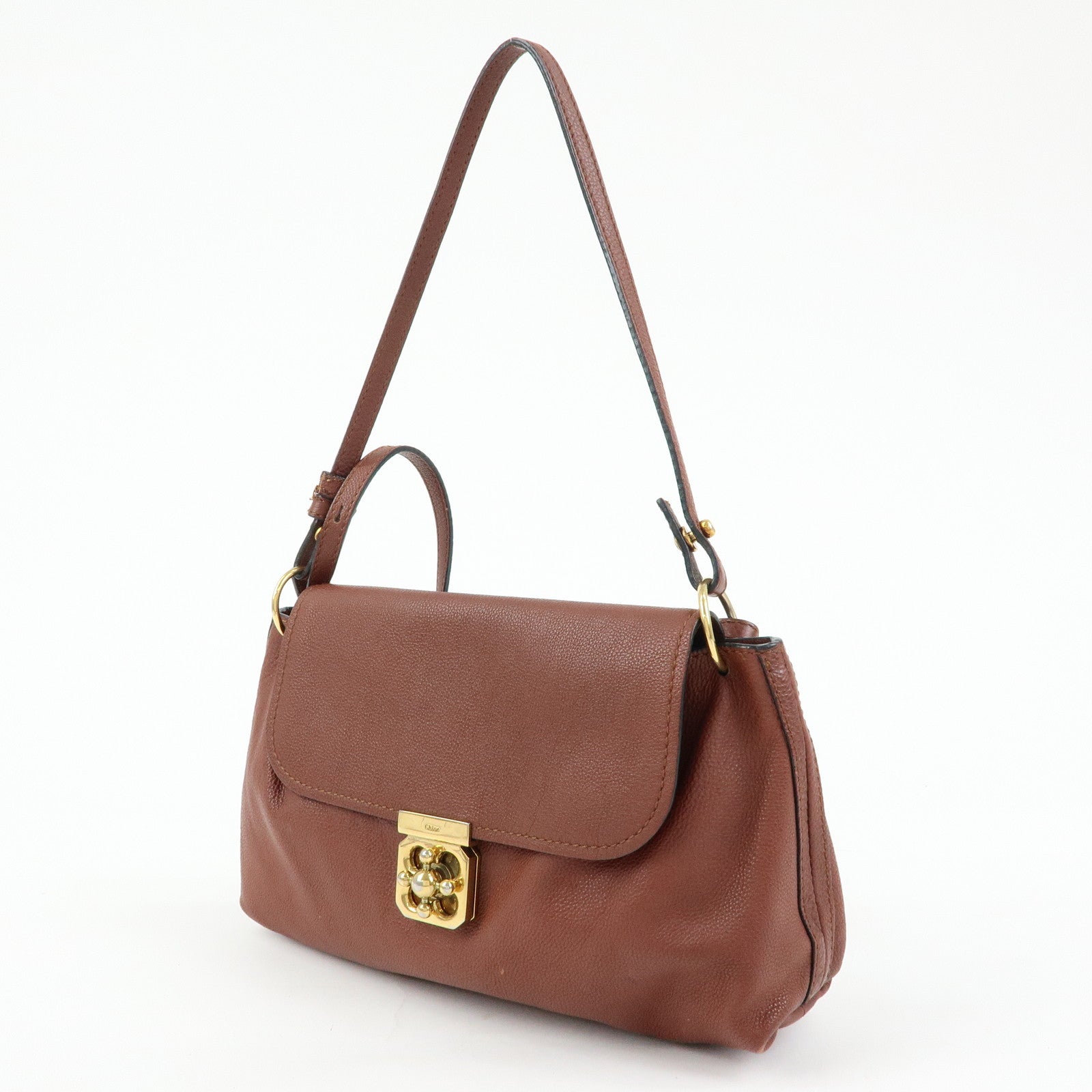 Chloe Elsie Leather 2Way Bag Shoulder Bag Hand Bag Brown