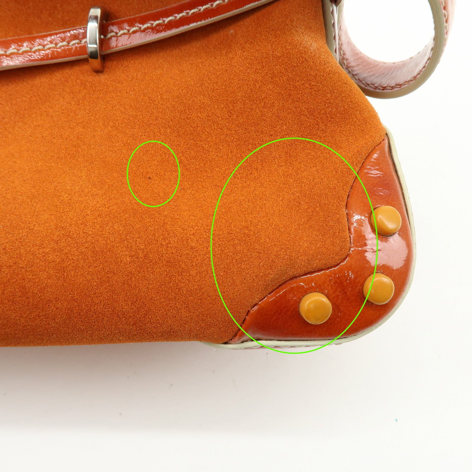 TOD'S Suede Patent Leather Shoulder Bag Hand Bag Orange