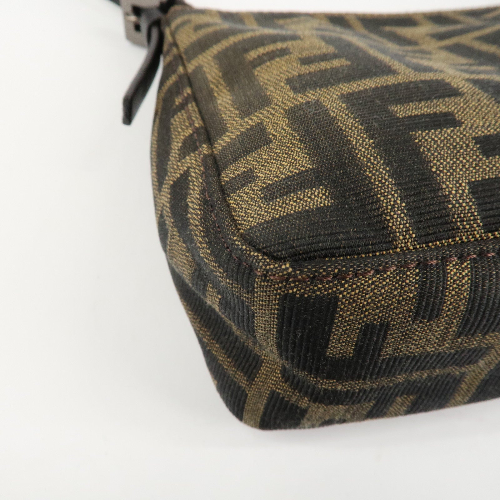 FENDI Zucca Canvas Leather Mini Hand Bag Dark Brown Black 8BR155 Used