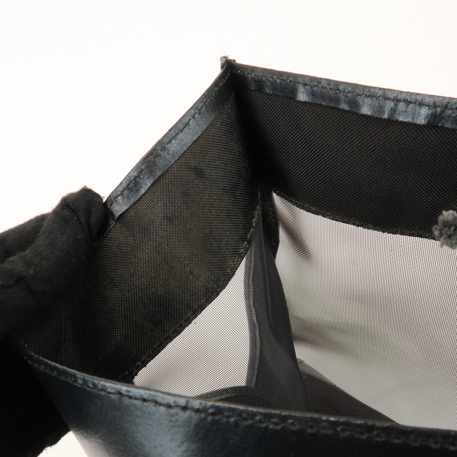 FENDI Mesh Leather Tote Bag Shoulder Bag Black 259646