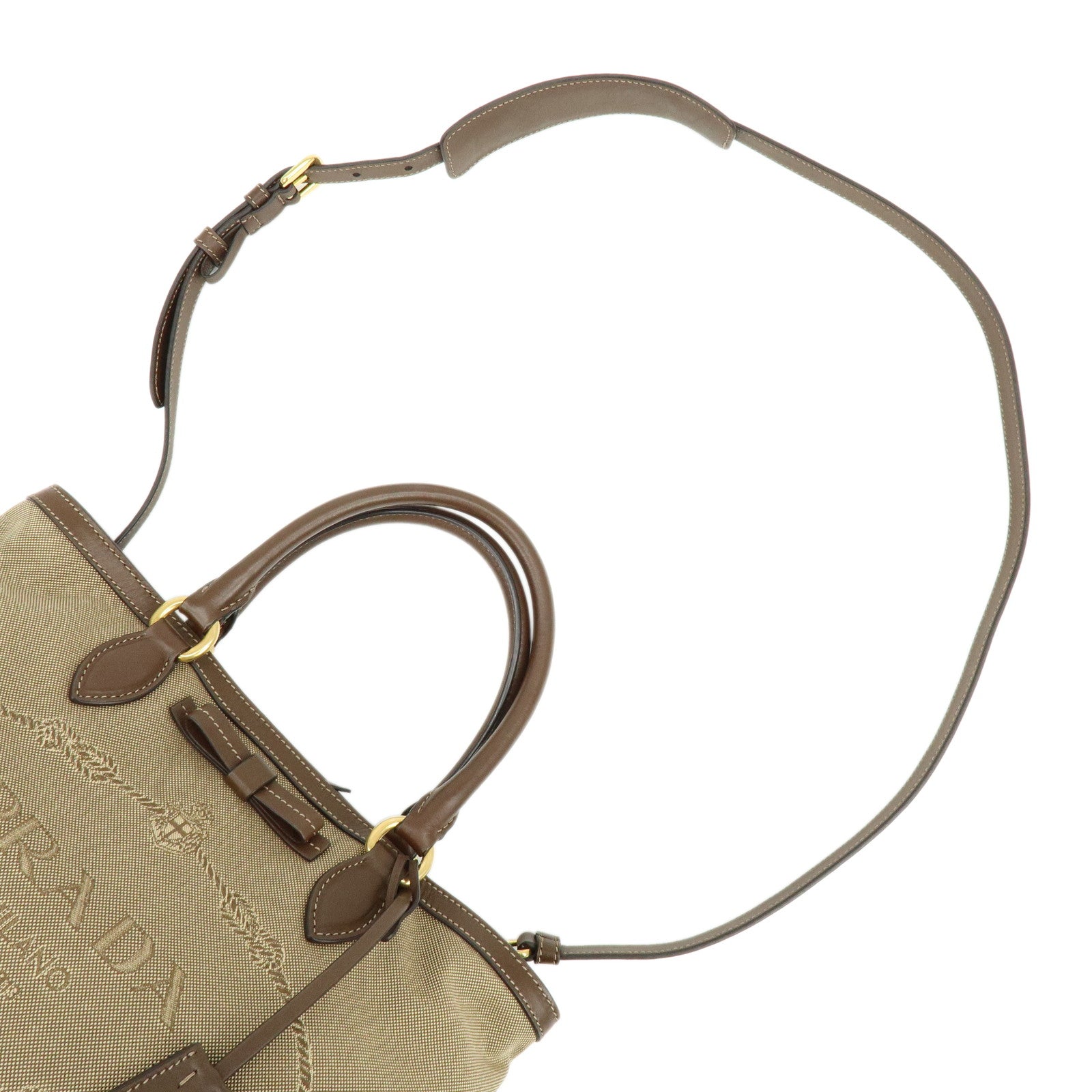 PRADA Triangle Logo Jacquard Leather 2Way Hand Shoulder Bag 1BA579