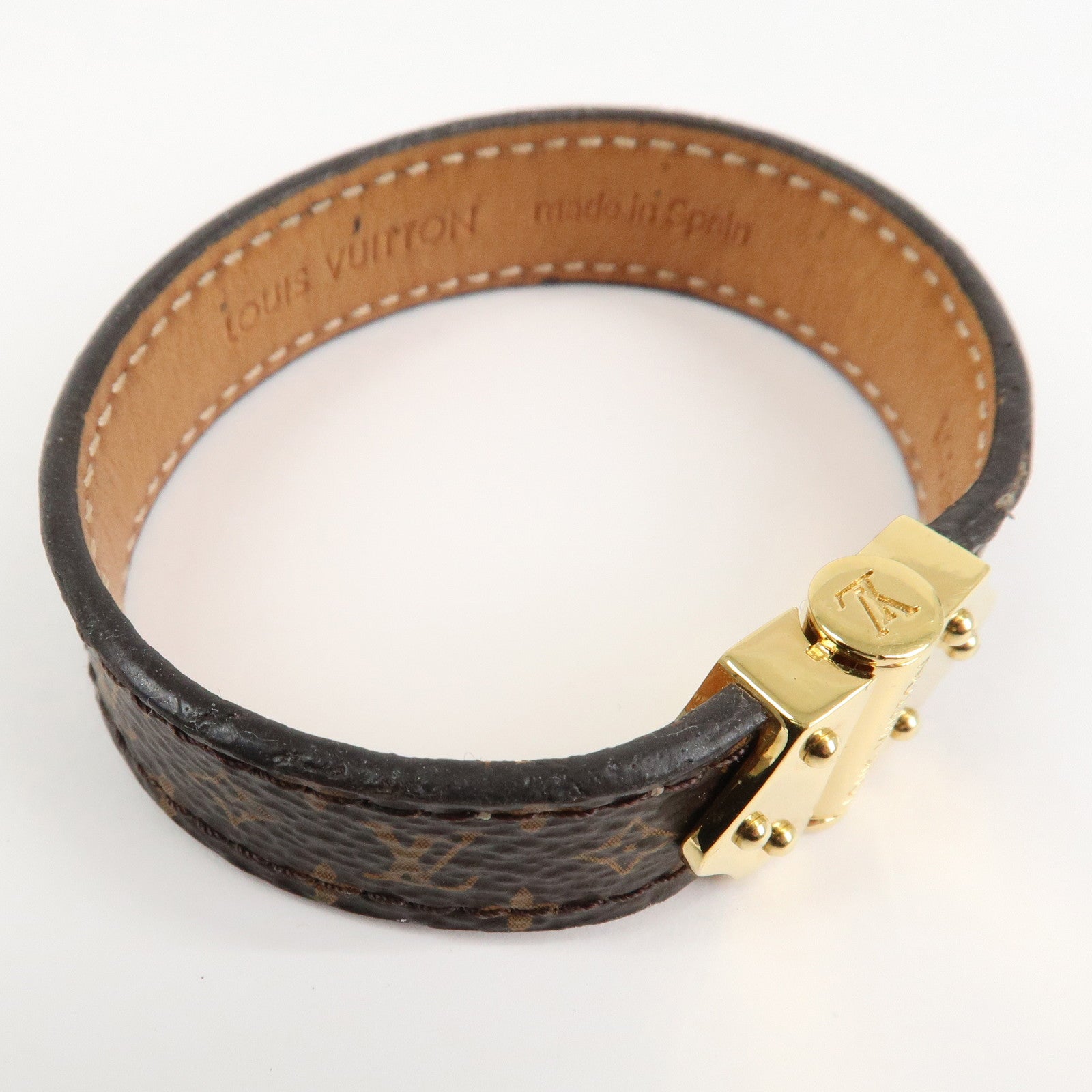 Louis Vuitton Monogram Bracelet Spirit Bangle Gold HDW M6689 Used