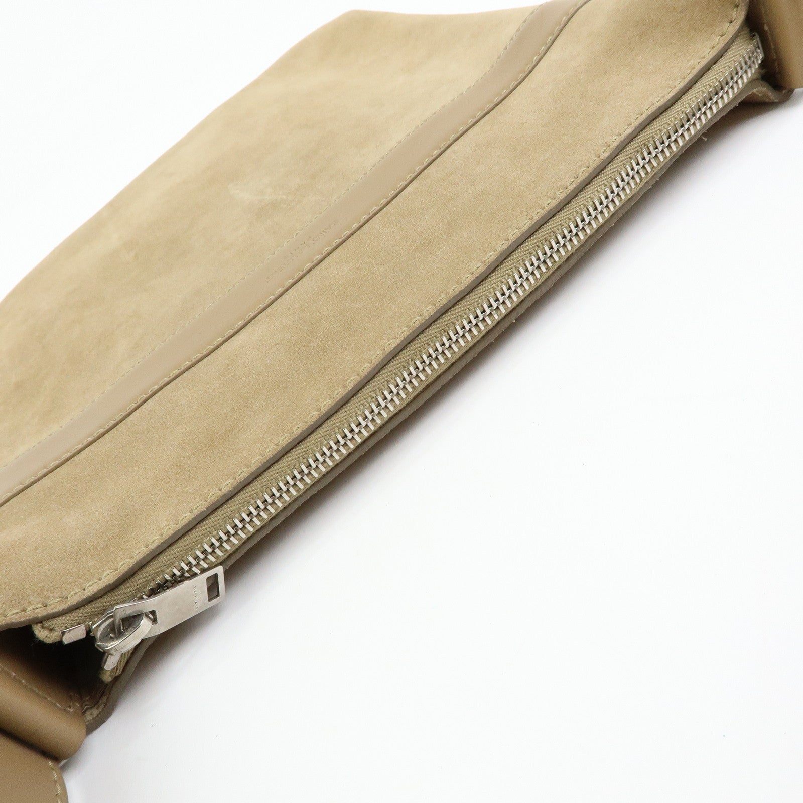 SAINT LAURENT PARIS Suede Leather Shoulder Crossbody Bag Beige