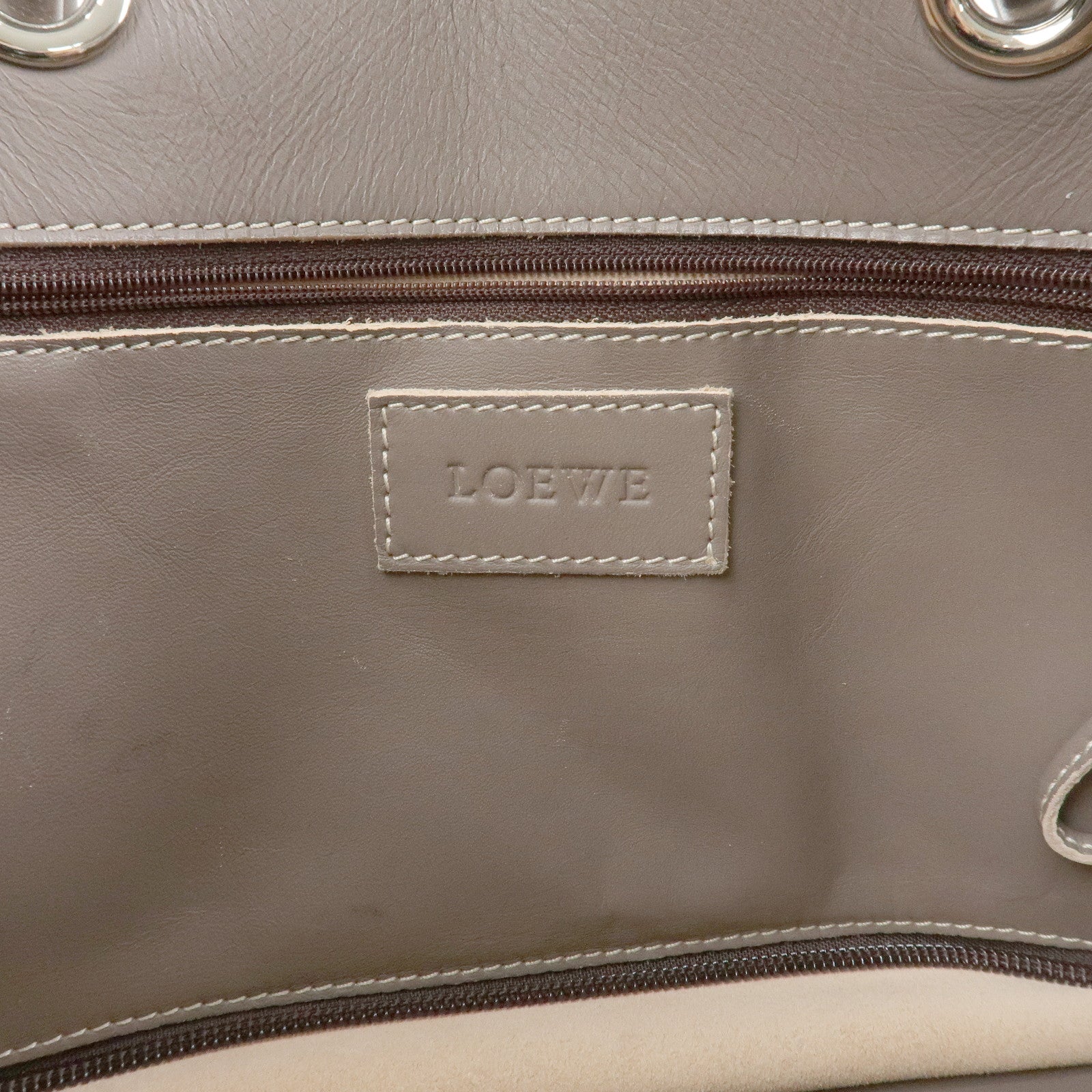 LOEWE Anagram Logo Leather Shopper Tote Bag Shoulder bag Brown