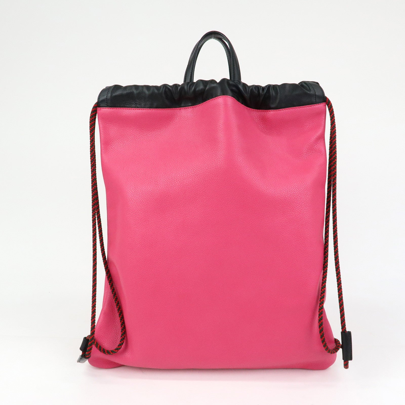 GUCCI Sherry Leather Hand Bag Draw String Backpack Pink 316639