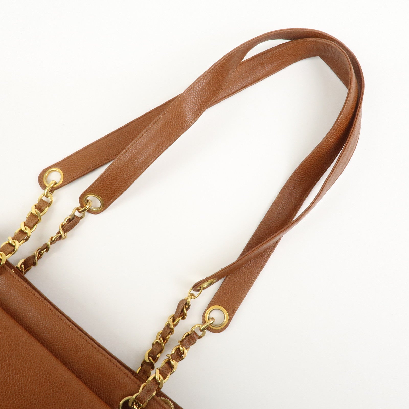 CHANEL COCO Mark Caviarskin Turn Lock Chain Shoulder Bag Brown