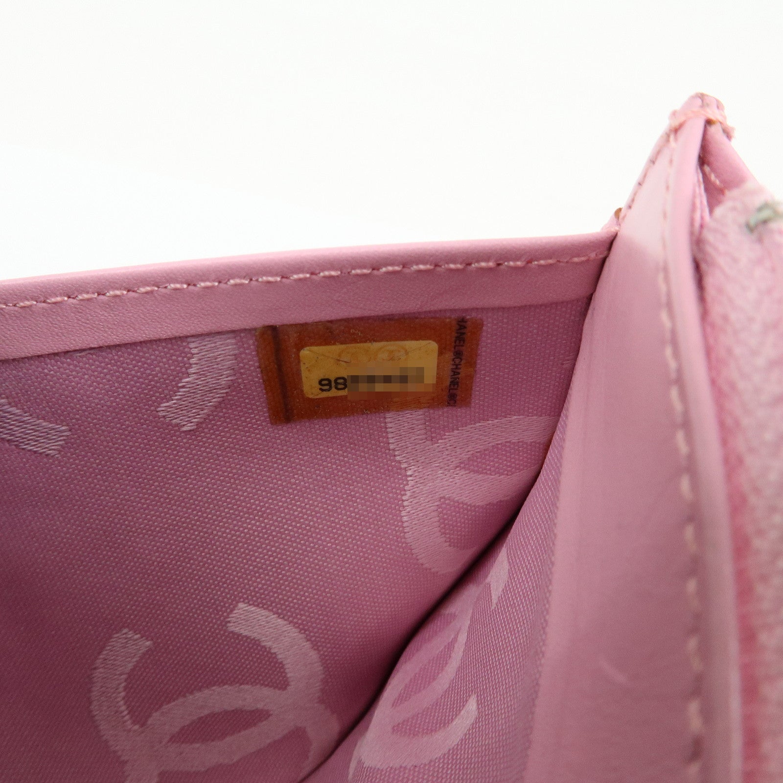 CHANEL Cambon Line COCO Mark Lambskin Long Wallet Pink A26717