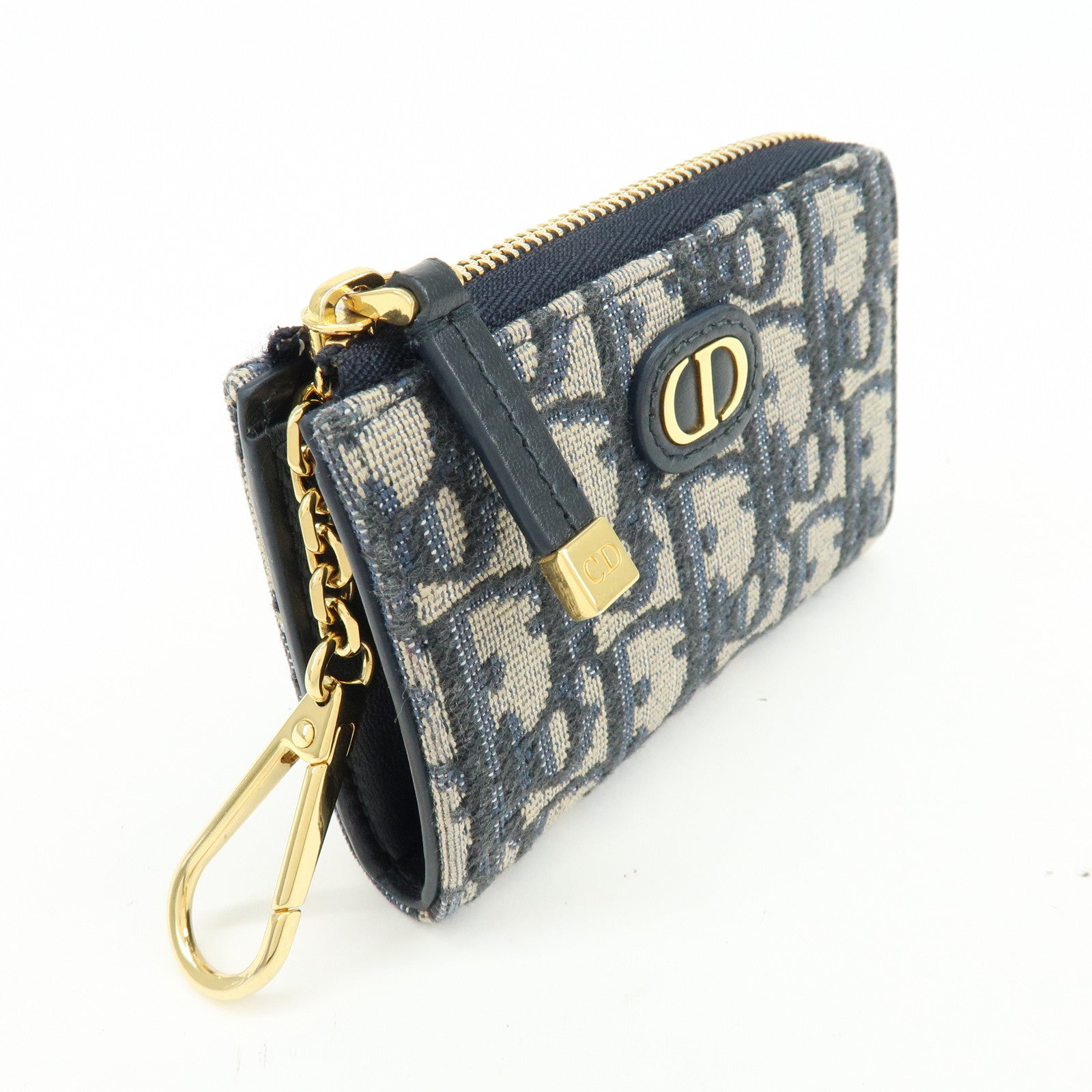Christian Dior Oblique 30 Montaigne Jacquard Canvas Coin Case Navy