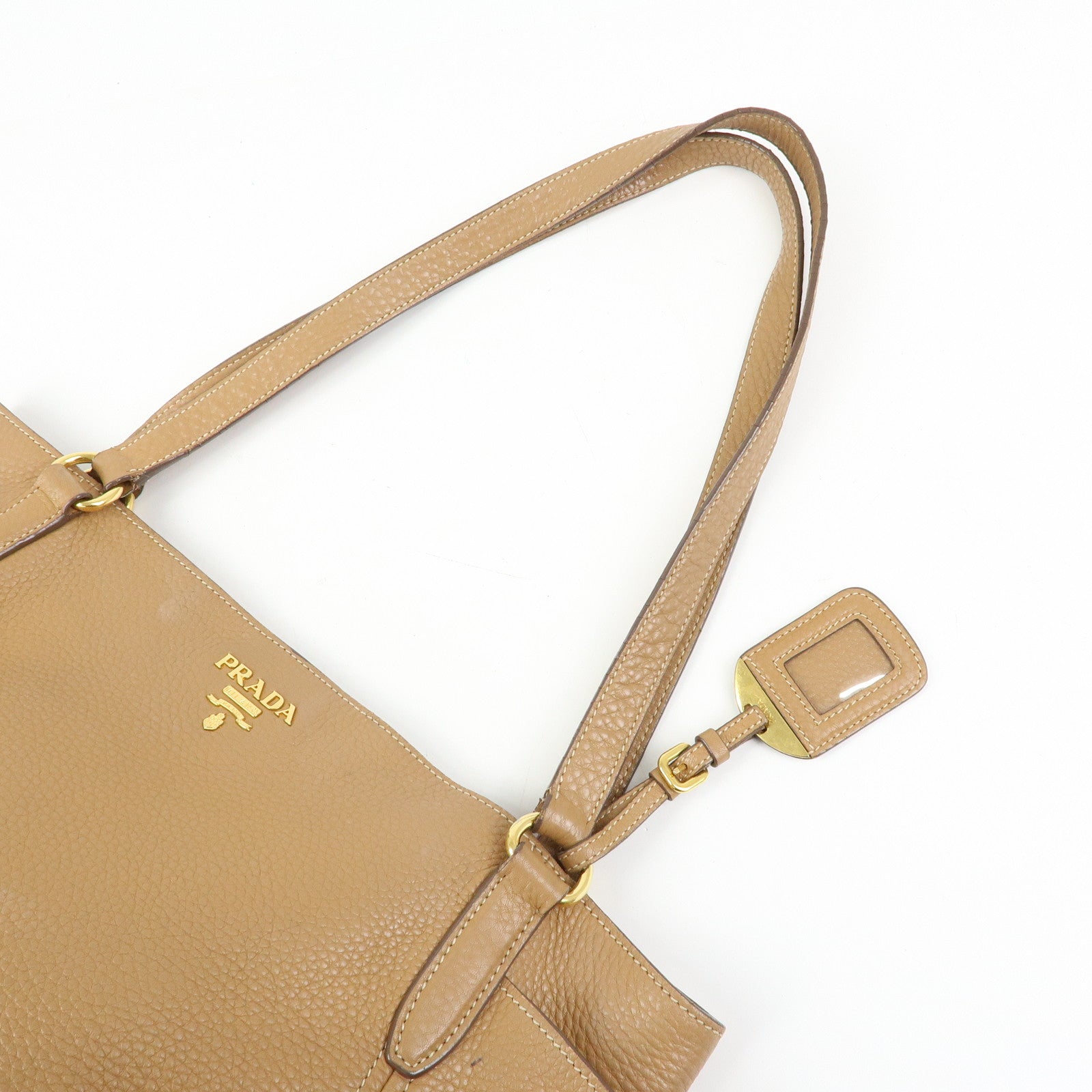 PRADA Vitello Daino Leather Tote Bag Shoulder Bag Brown BR4970