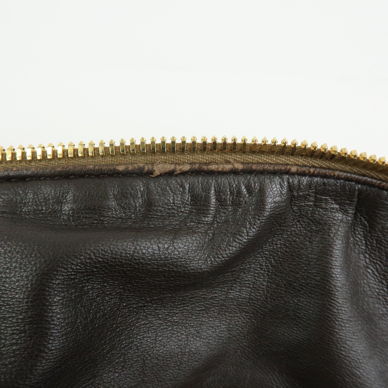 PRADA Logo Leather Boston Bag Hand Bag Travel Bag Brown