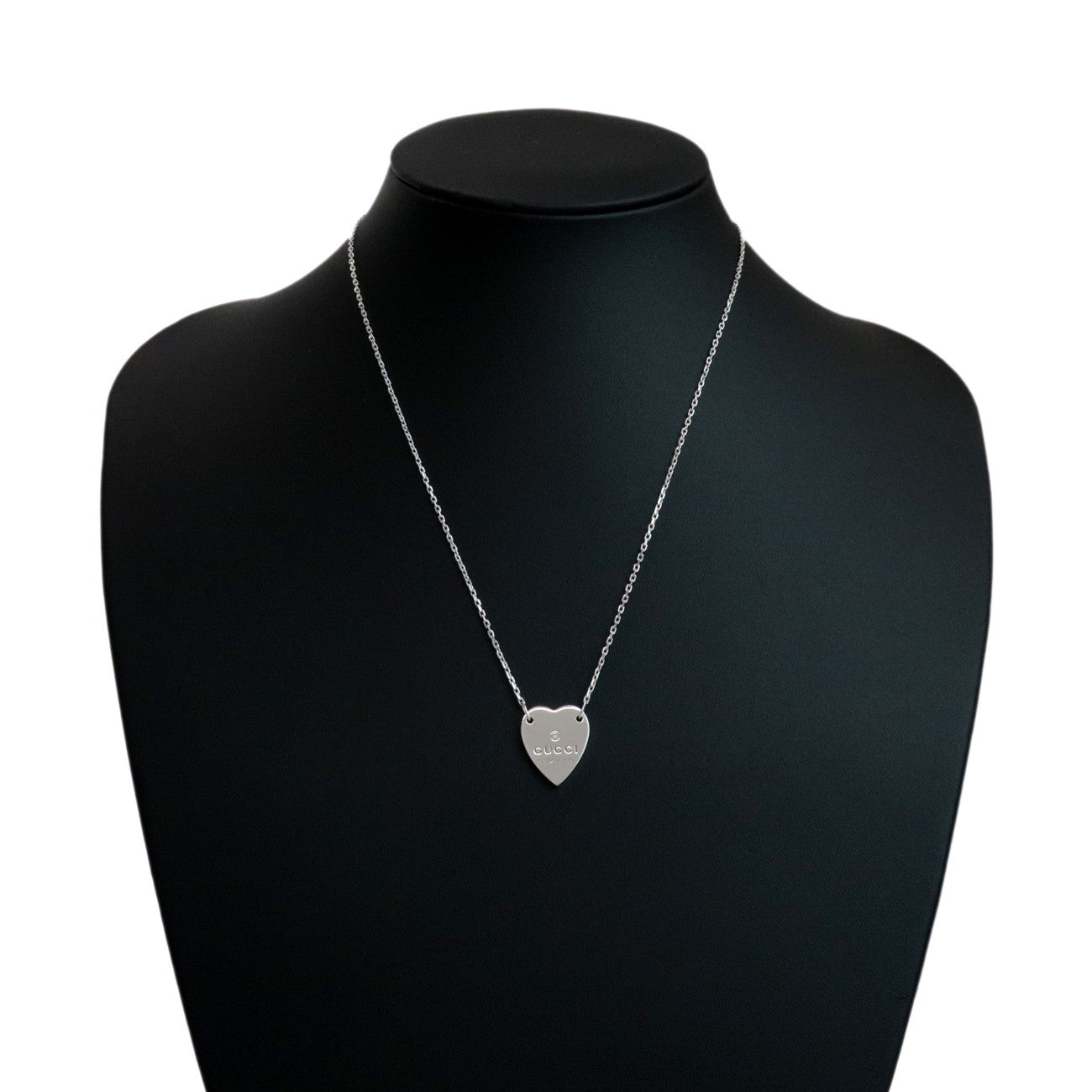 GUCCI Heart Plate Necklace SV925 Silver 223512