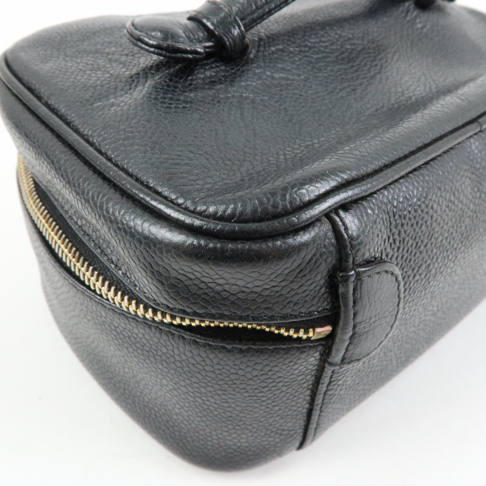 CHANEL COCO Mark Caviarskin Hand Bag Vanity Case Black A01997