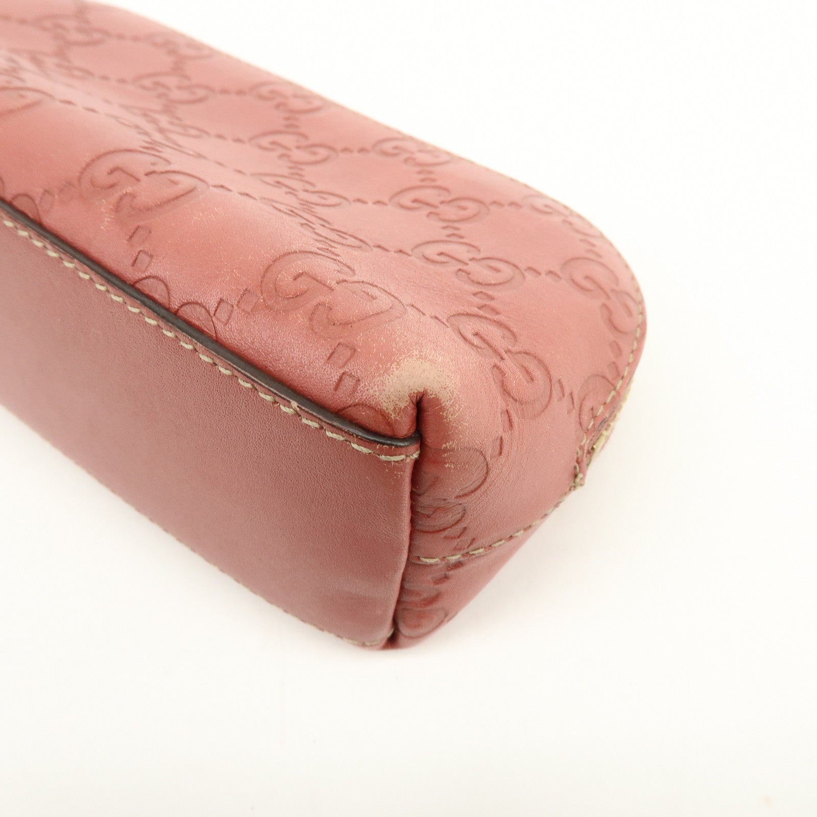 GUCCI Guccissima Leather Cosmetic Pouch Makeup Bag Rose Pink 141811