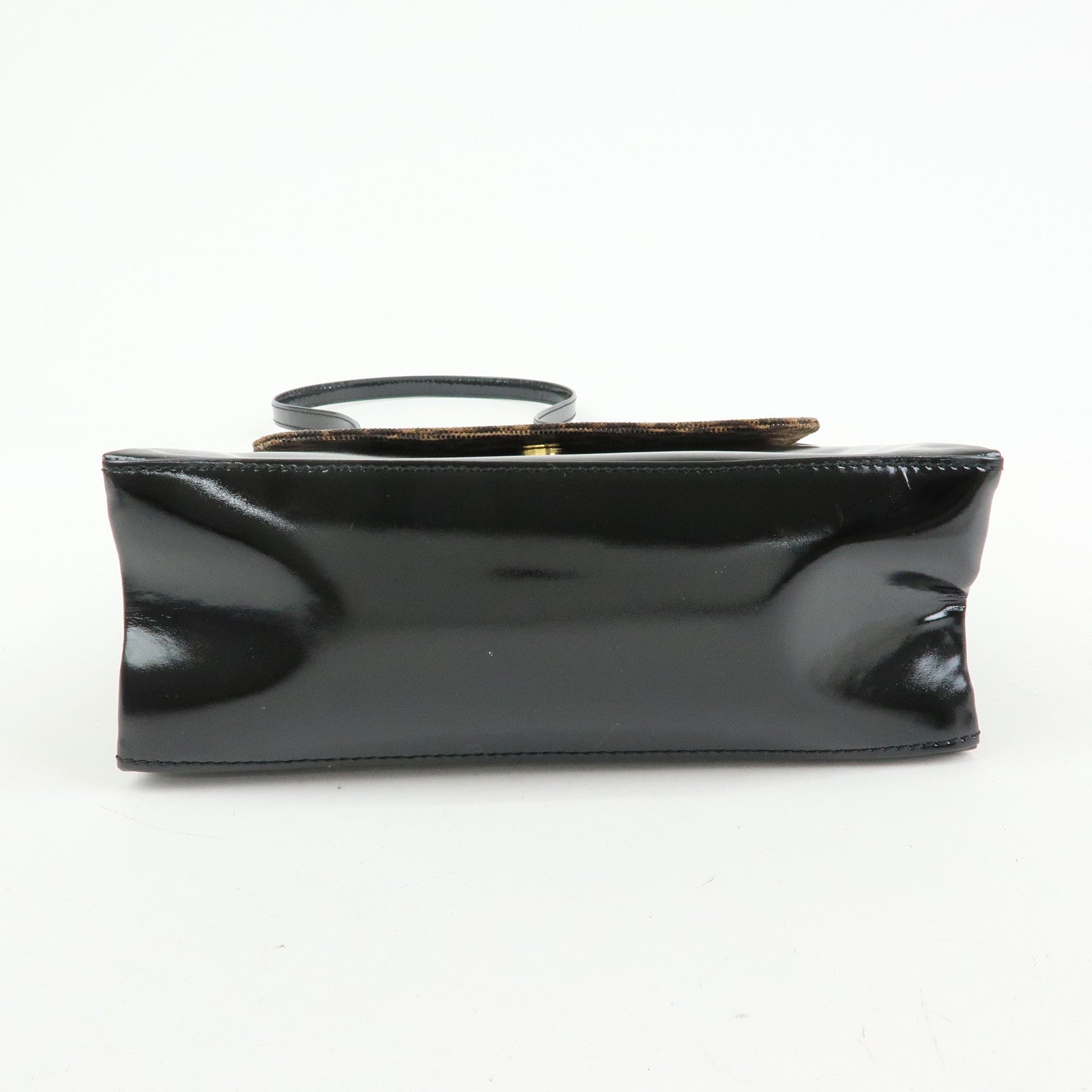 LOEWE Velazquez Patent Leather 2Way Hand Shoulder Bag Leopard Black