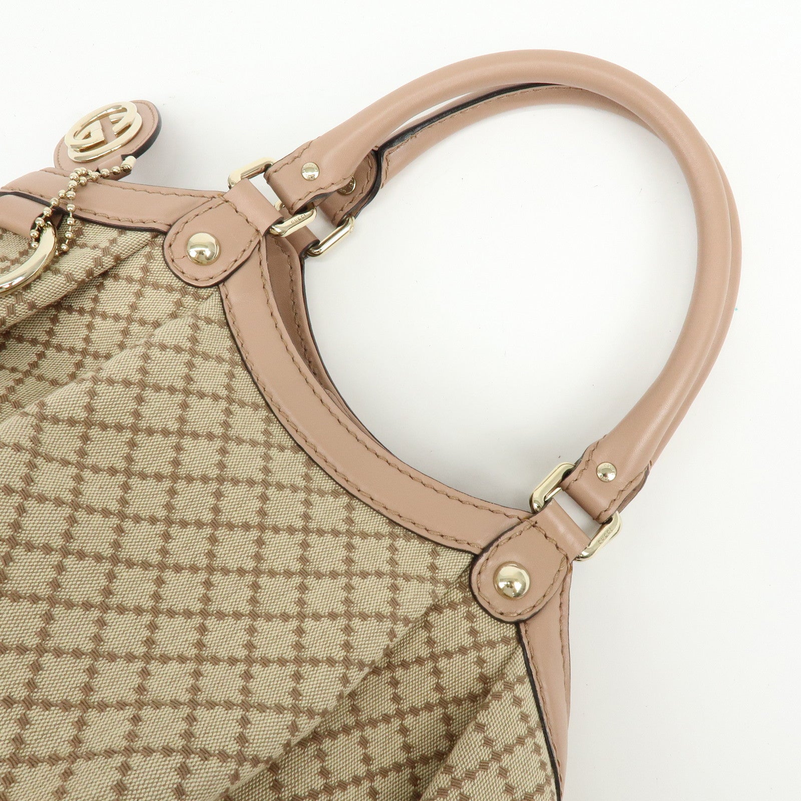 GUCCI Sukey GG Canvas Leather Tote Bag Hand Bag 211944 Authentic Used F/S