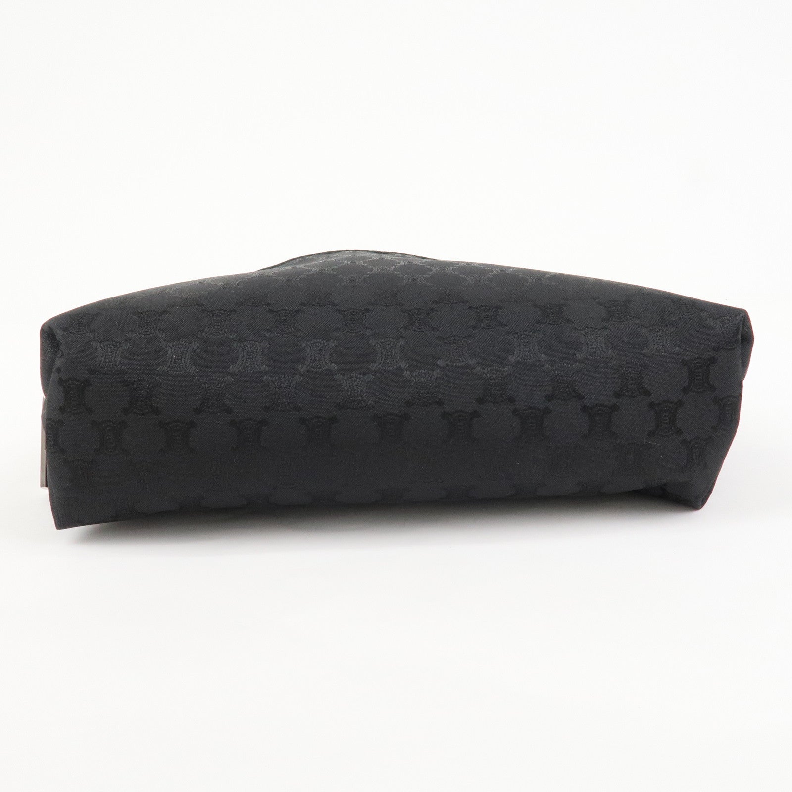 CELINE Macadam Nylon Cosmetic Pouch Logo Plate Black