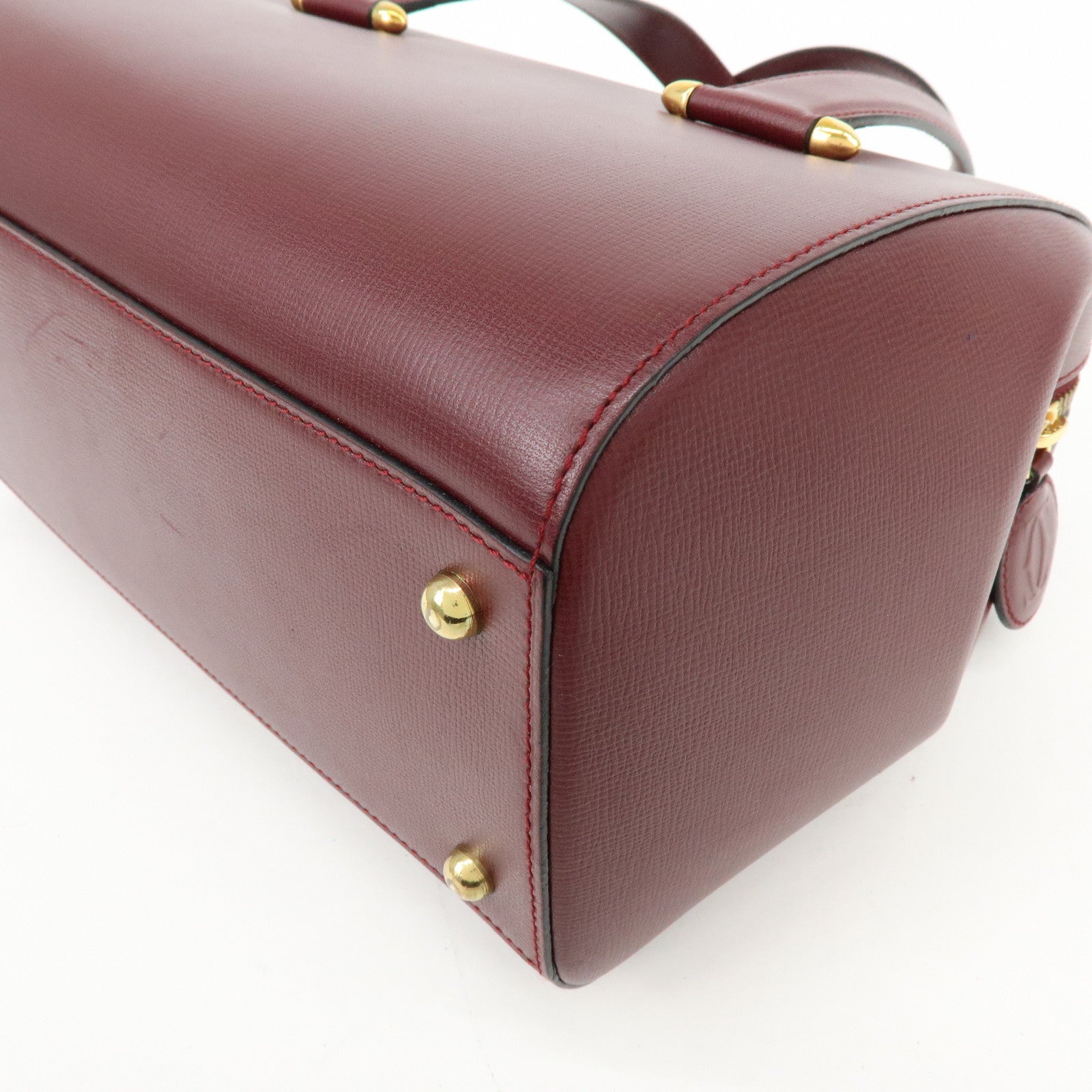 Cartier Must de Cartier Leather Boston Bag Hand Bag Bordeaux