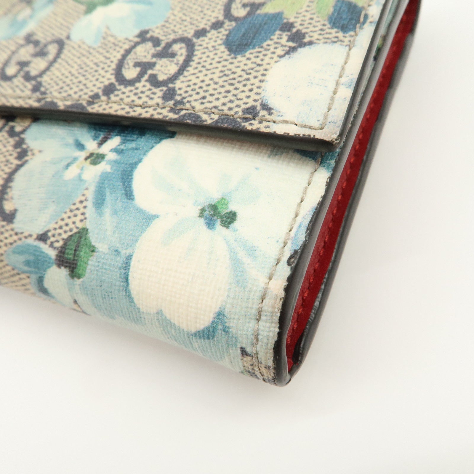 GUCCI GG Blooms GG Supreme Continental Wallet Beige Blue 404070