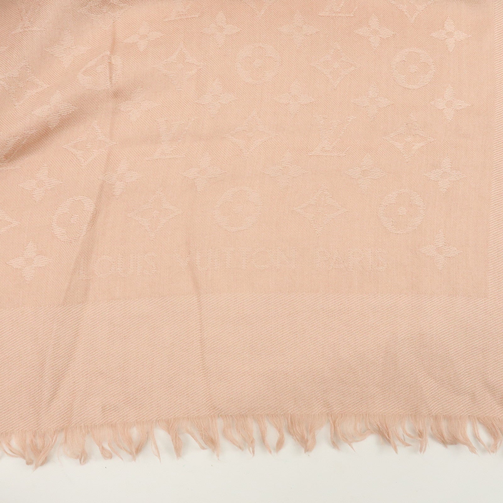Louis Vuitton Monogram Silk Wook Scarf Shawl Pink 402336