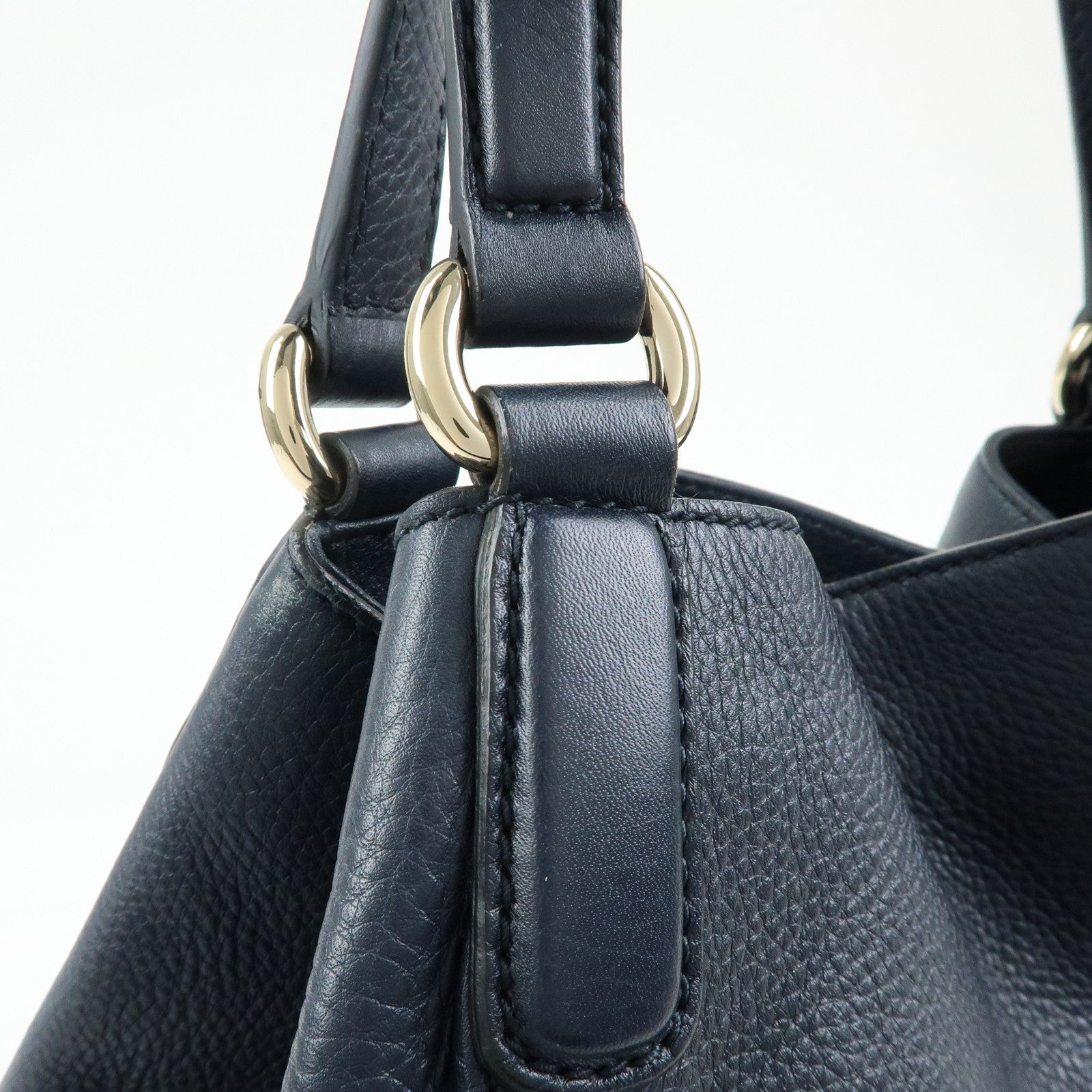 GUCCI SOHO Interlocking G Leather Tote Bag Shoulder Bag Navy 282309
