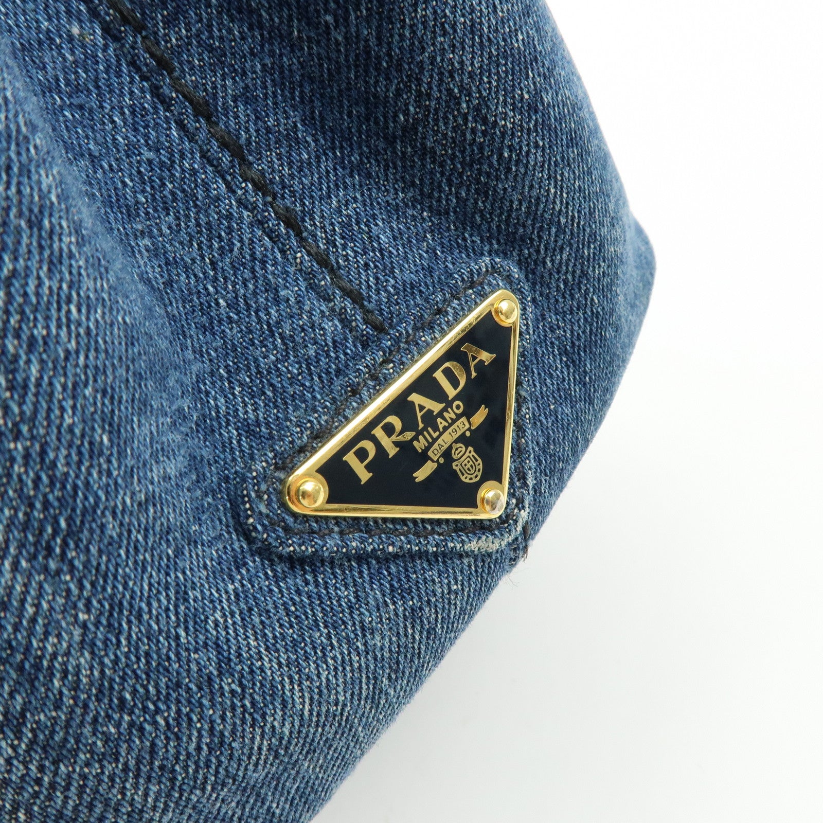PRADA Triangle Logo Canapa Mini Canvas Denim 2Way Hand Bag 1BG439