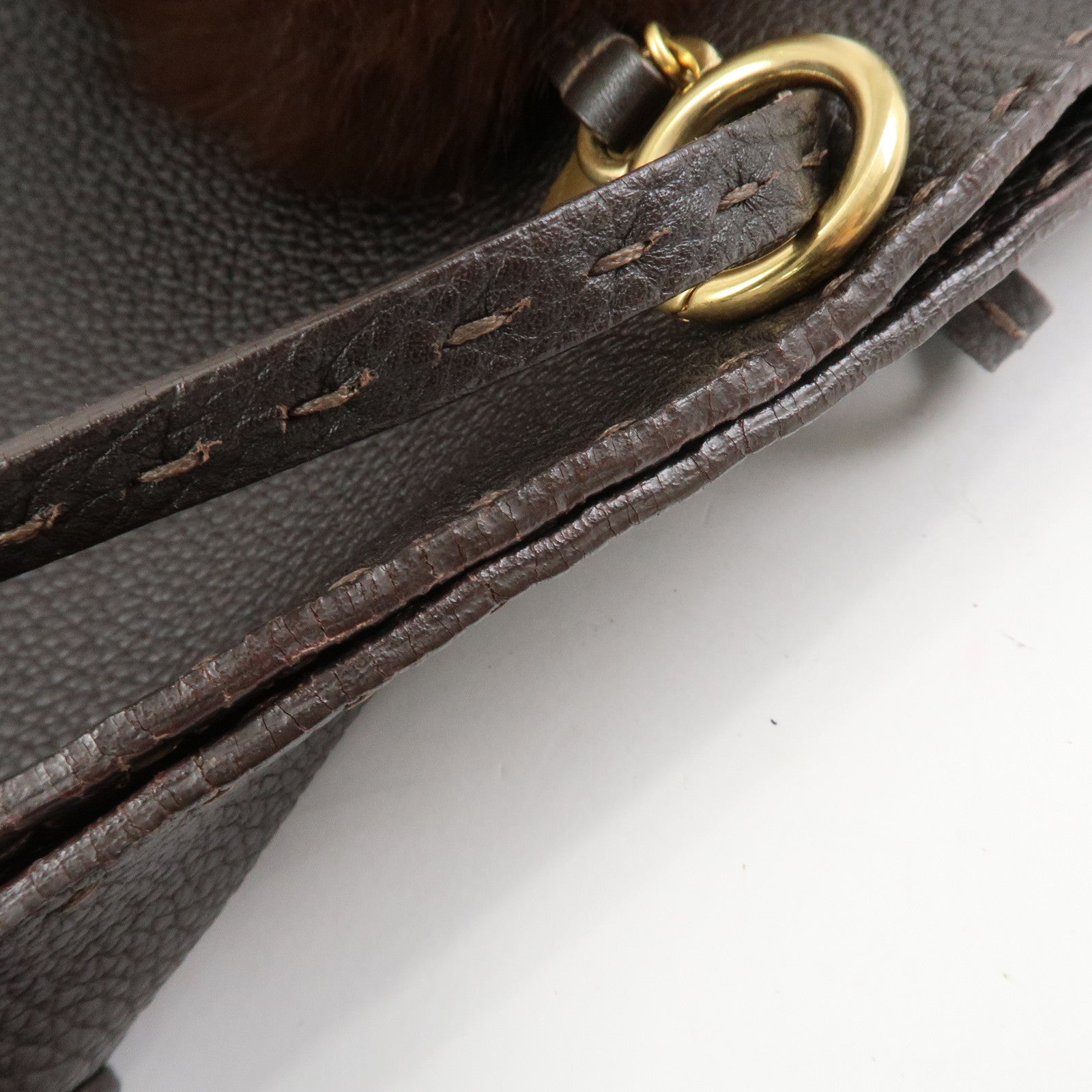 FENDI Selleria Leather Tote Bag Shoulder Bag Dark Brown 8BH126