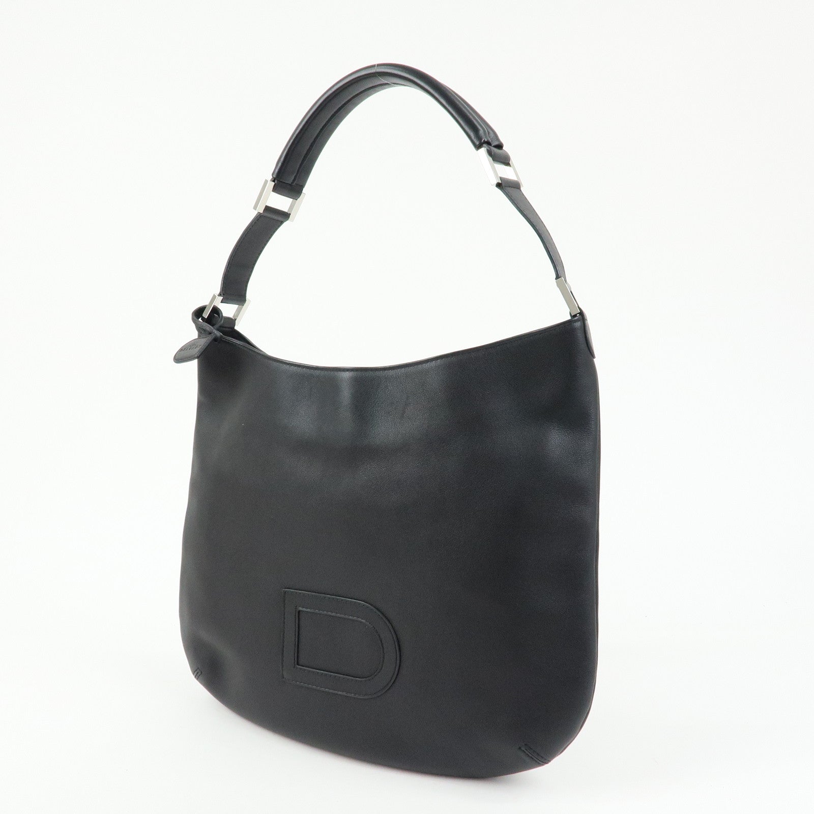 DELVAUX Louise Leather Shoulder Bag Hand Bag Black