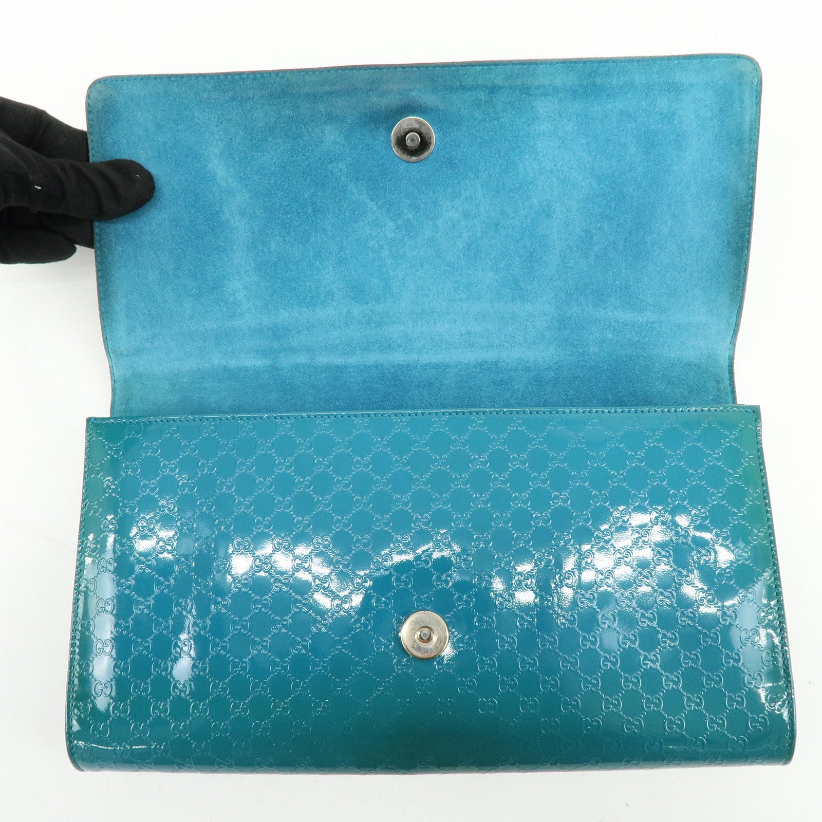 GUCCI Microguccissima Leather Hand Bag Clutch Bag Blue 339249