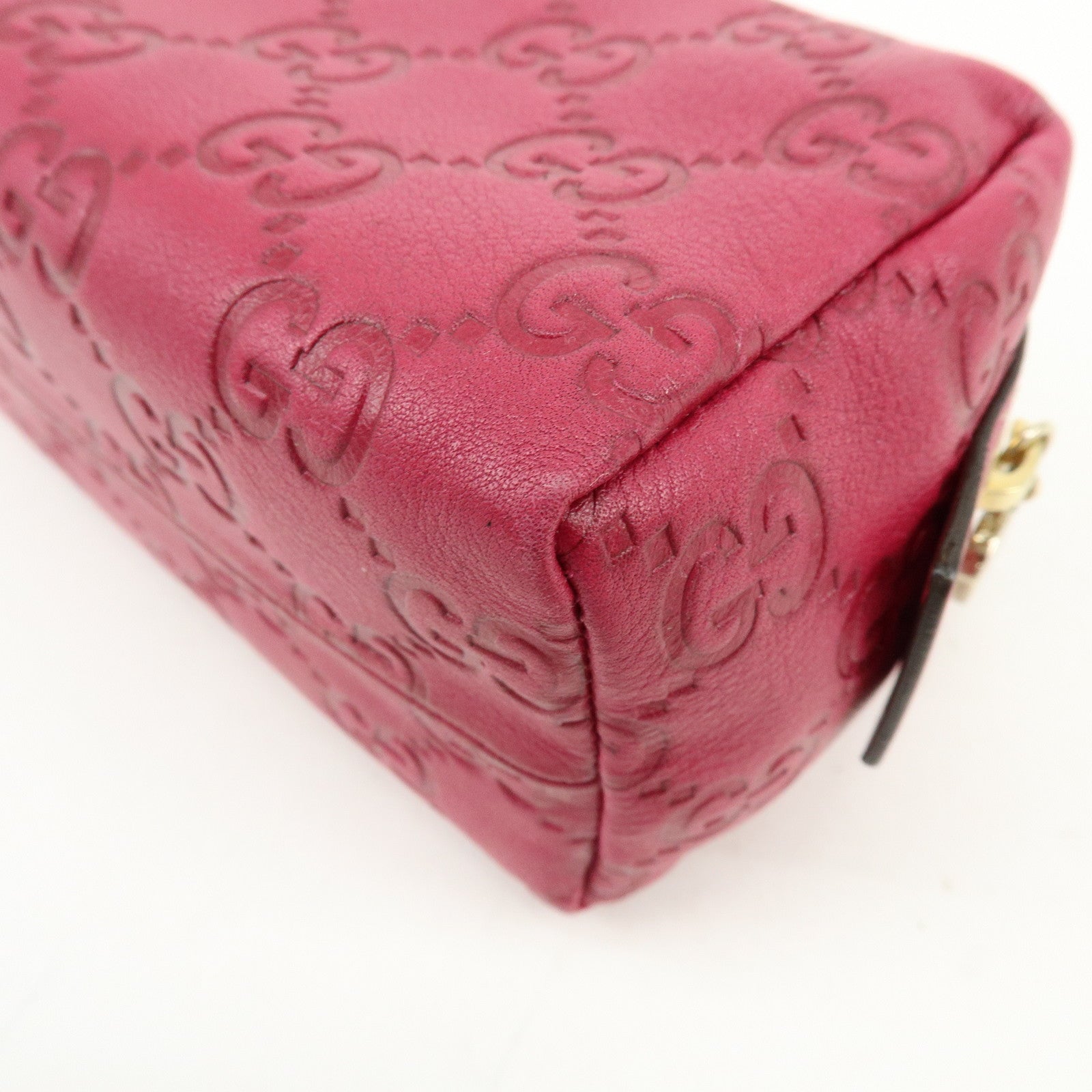 GUCCI Guccissima Leather Pouch Cosmetic Pouch Purse Pink 153228