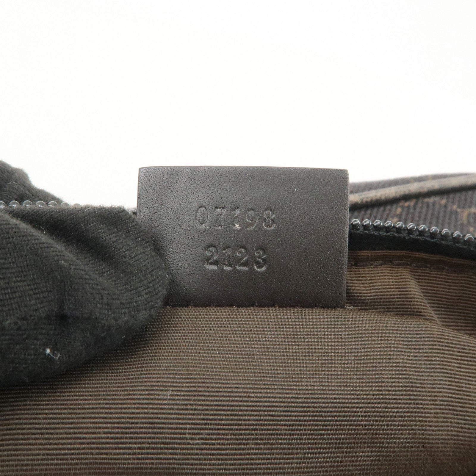 GUCCI Boat Bag GG Denim Togo Leather Hand Bag Dark Brown 07198