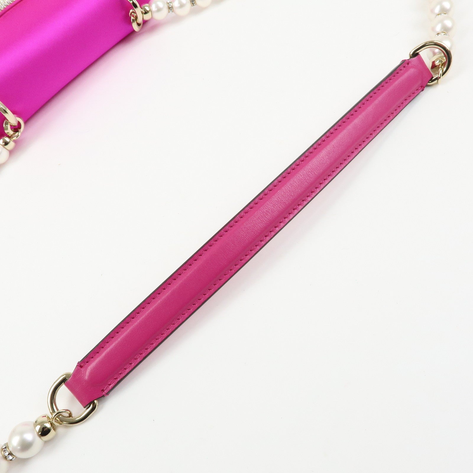 JIMMY CHOO Varenne Avenue Quad Satin Pearl Beads Shoulder Bag Pink