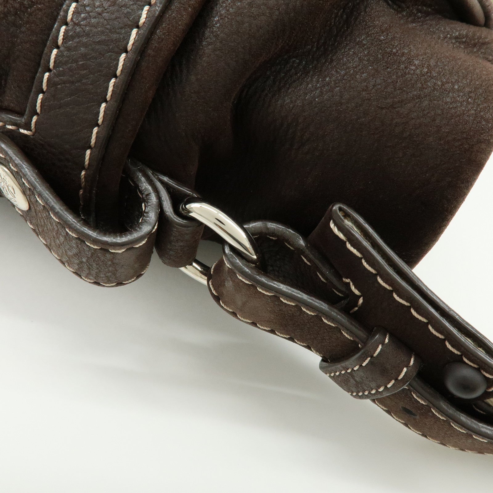 LOEWE Anagram Leather 2Way Bag Boston Bag Shoulder Bag Brown