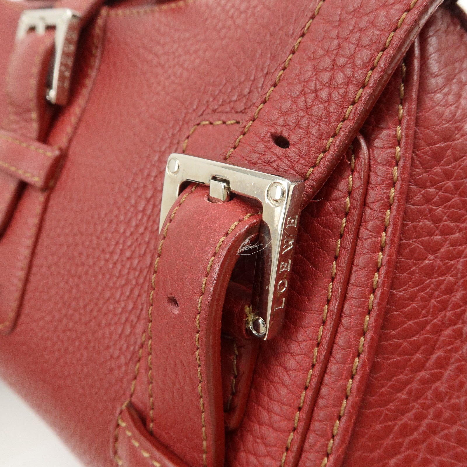 LOEWE Senda Leather Shoulder Bag Hand Bag Red