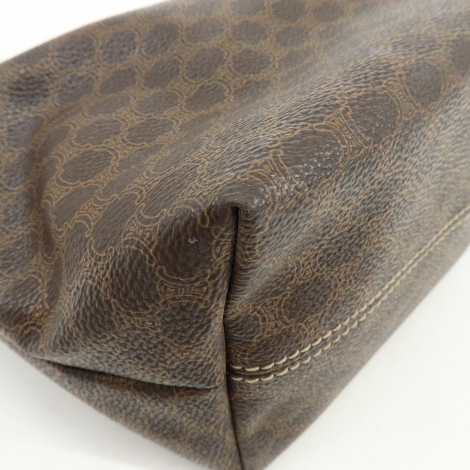 CELINE Macadam PVC Leather Hand Bag Brown