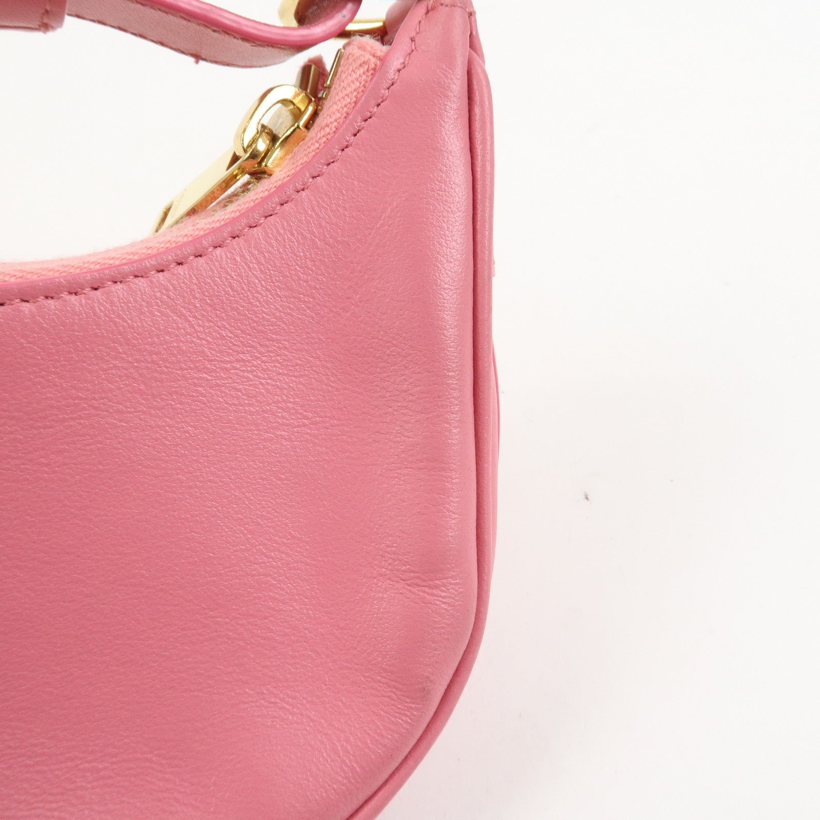 CELINE Ava Leather Hand Bag Hand Pouch Pink
