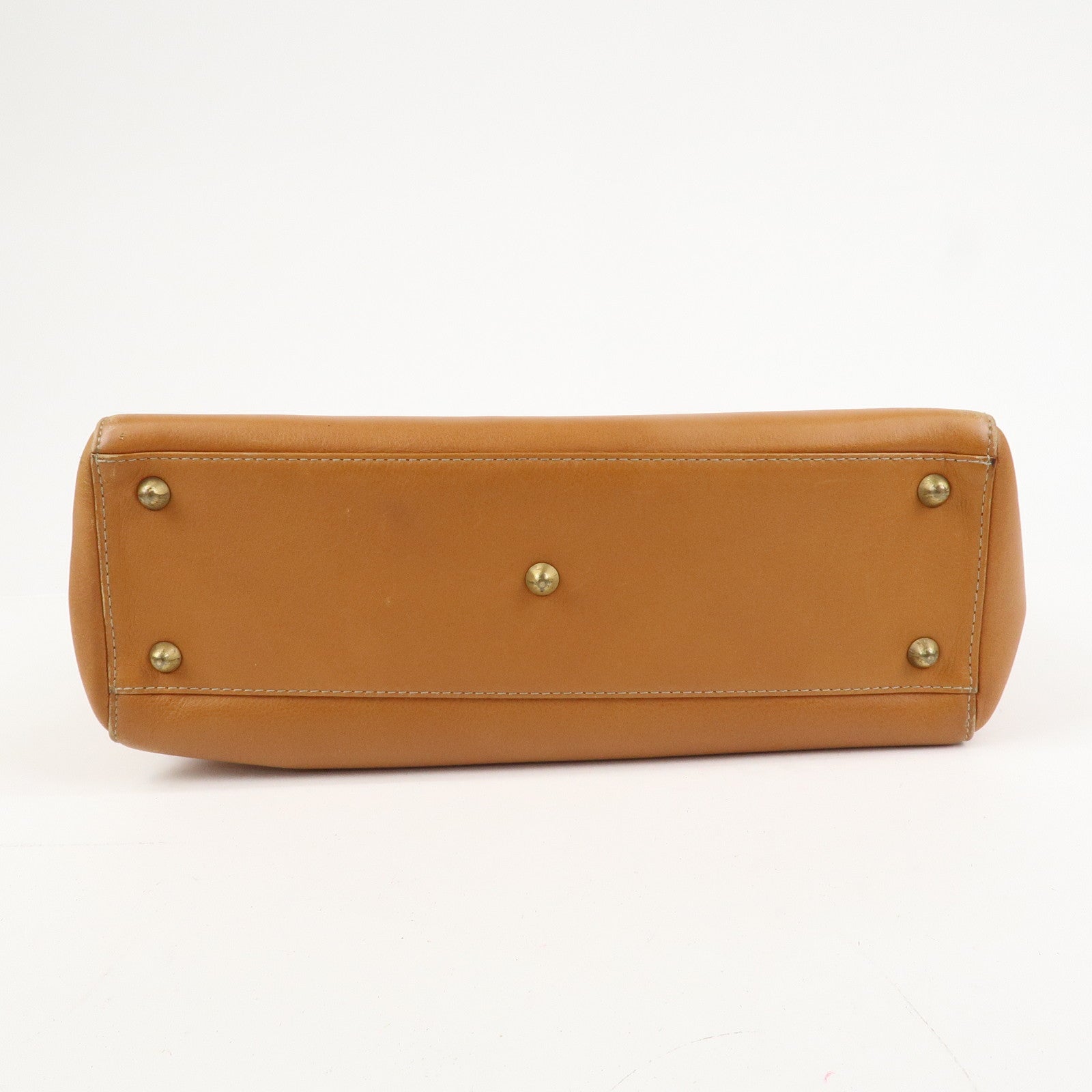 Christian Dior Lady Dior Leather Tote Bag Hand Bag Brown Gold