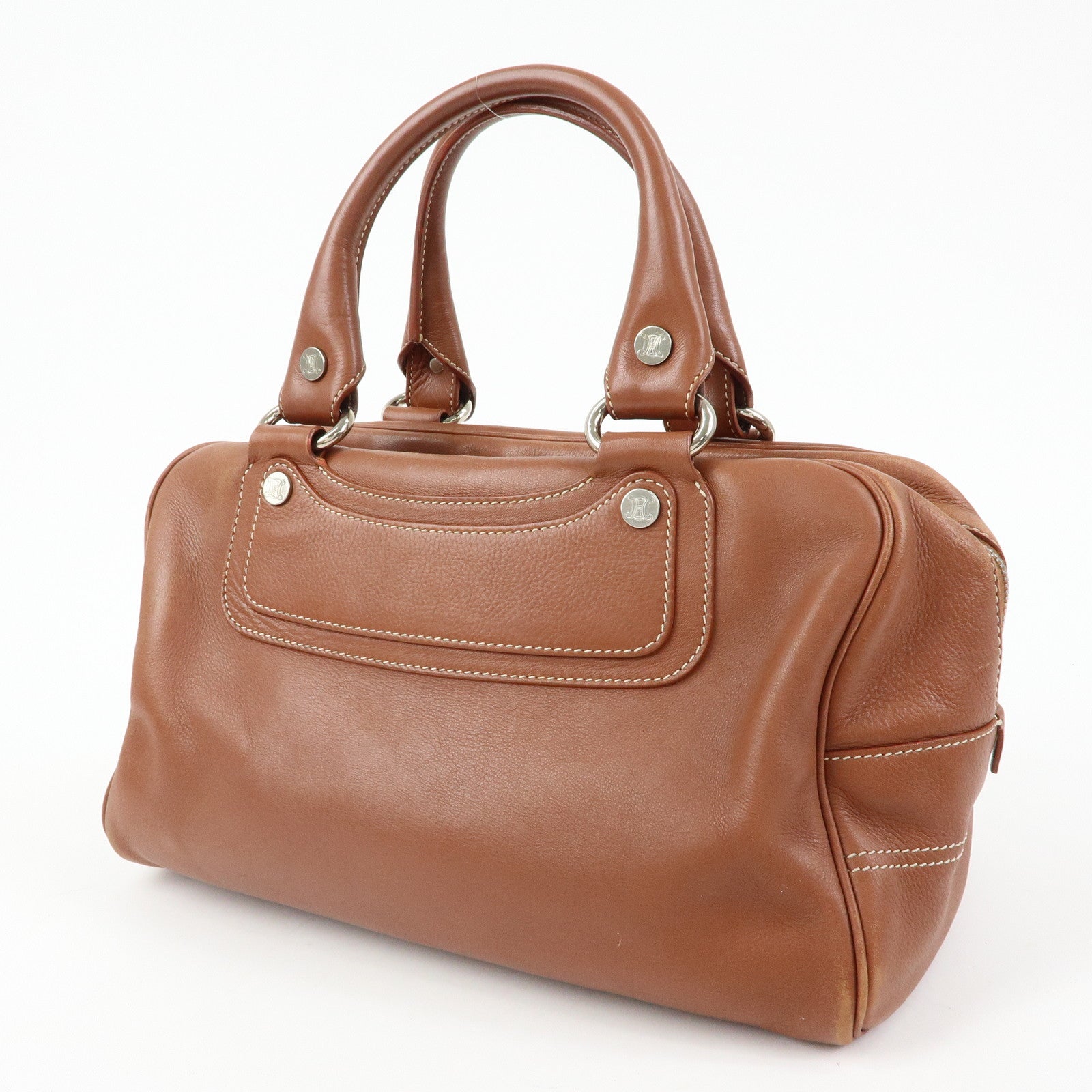 CELINE Boogie Bag Leather Hand Bag Tote Bag Brown
