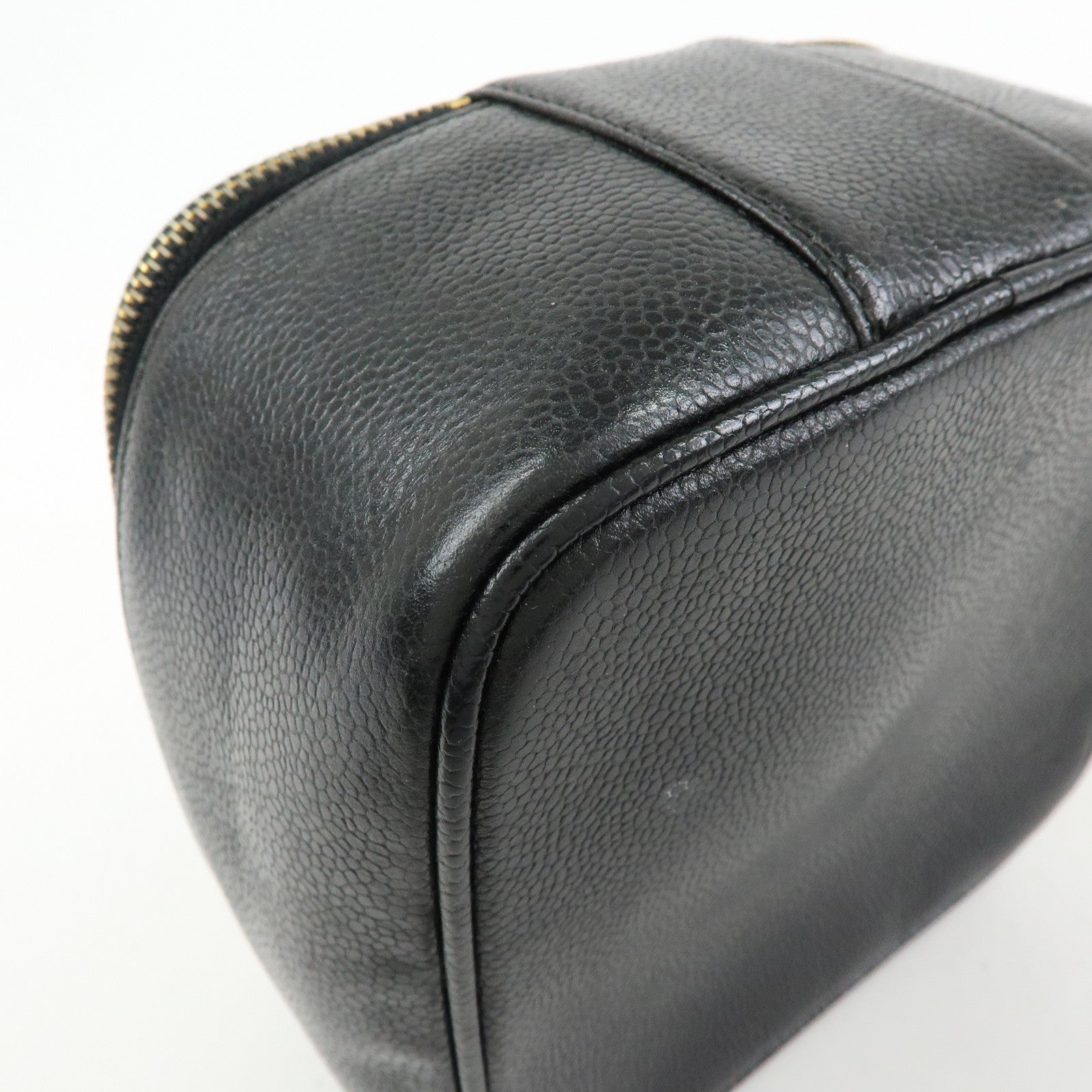 CHANEL COCO Mark Caviarskin Hand Bag Vanity Case Black A01997