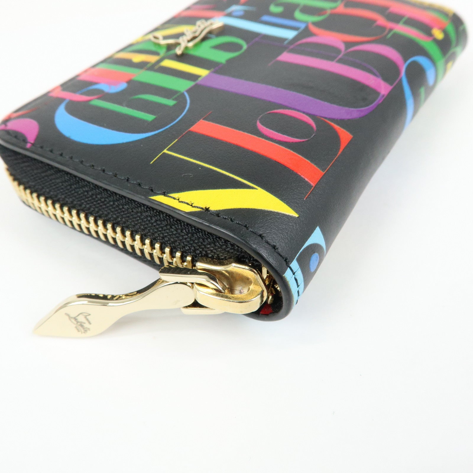 Christian Louboutin Leather Card Case Coin Case Black Multicolor